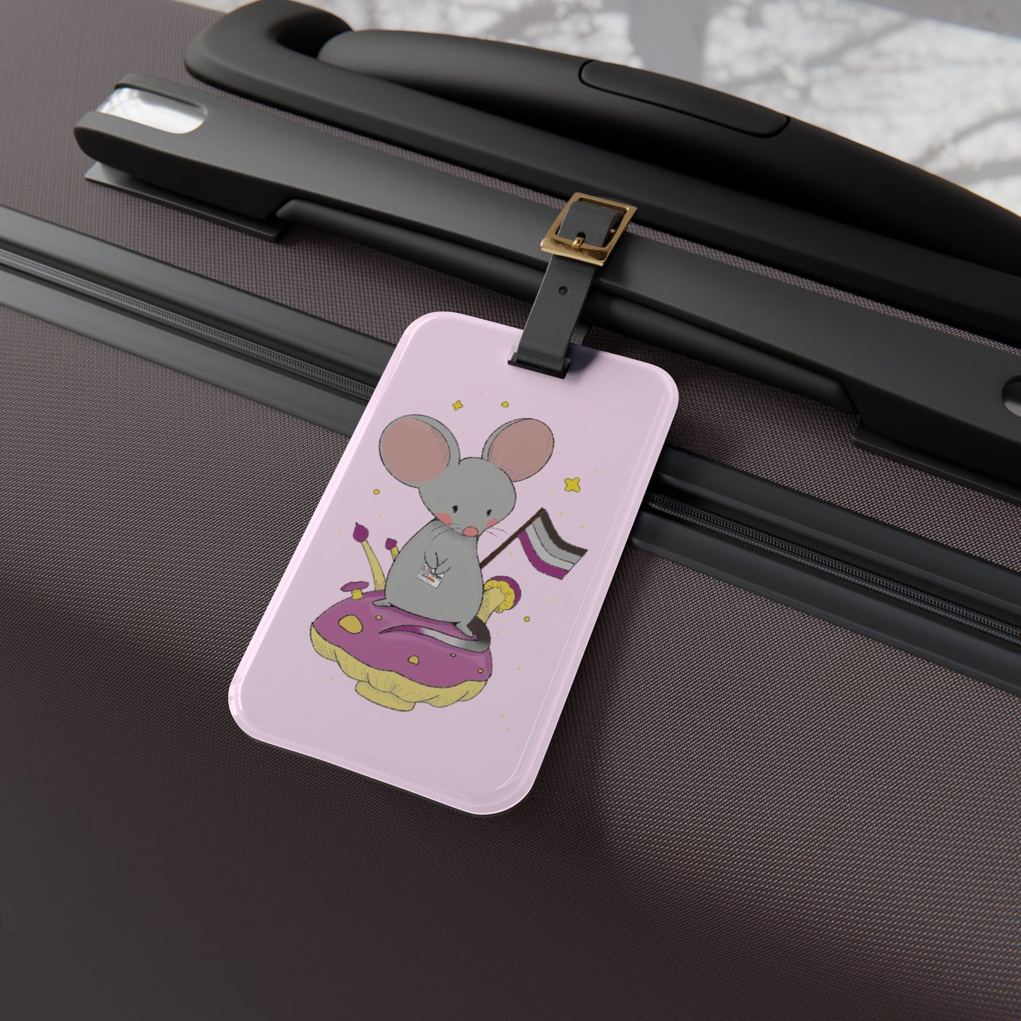 Badgie Luggage Tag - Asexual Mouse "Roan" - Badgie.co