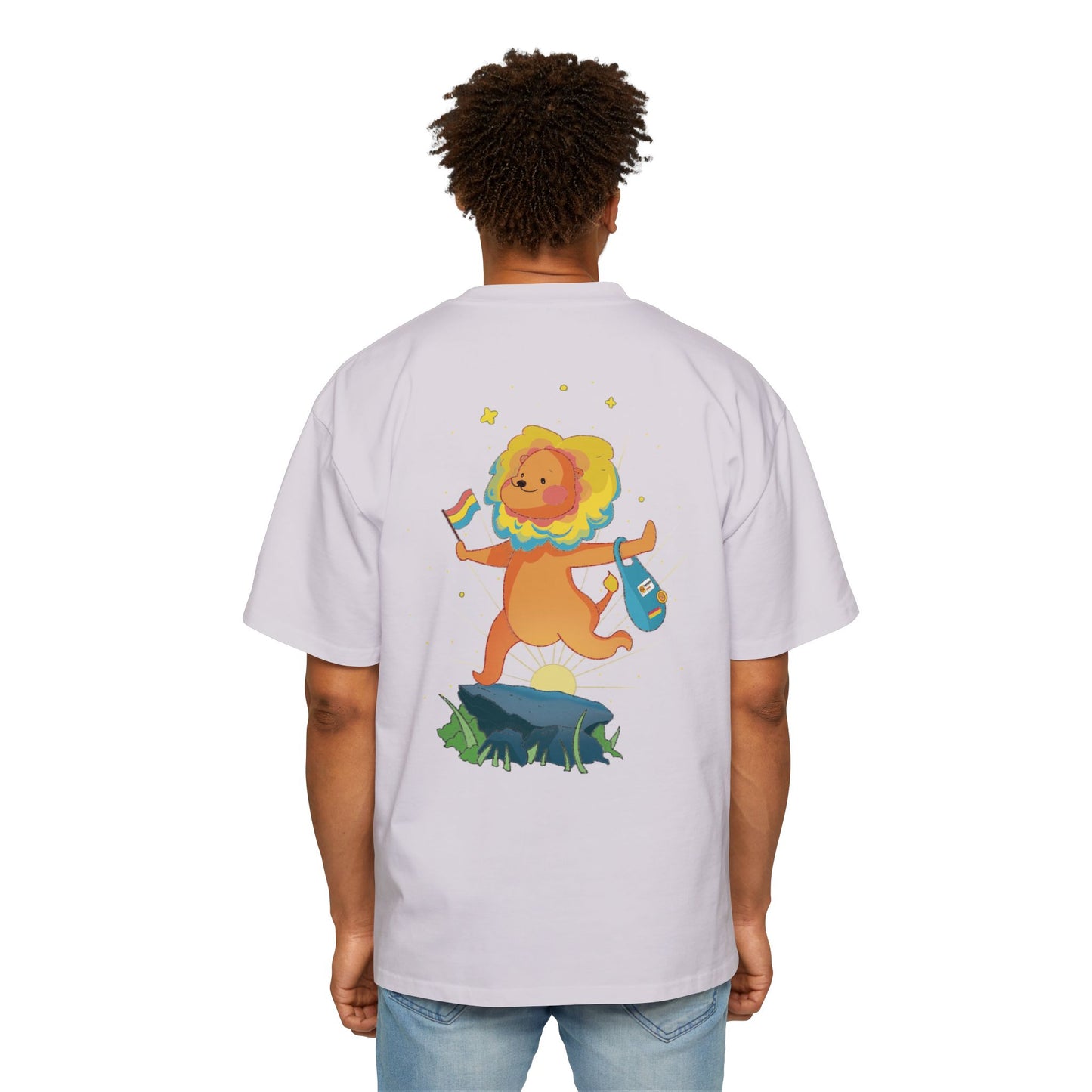 Badgie Oversized Heavy Drop Shoulder T-Shirt - Pansexual Lion "Barb" - Badgie.co