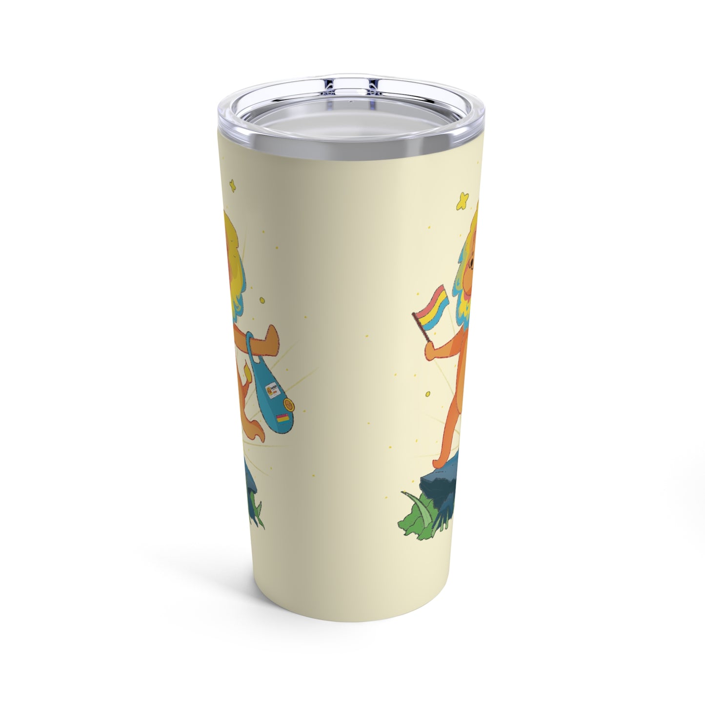 Badgie Coffee Tumbler 20oz/600mL - Pansexual Lion "Barb" - Badgie.co