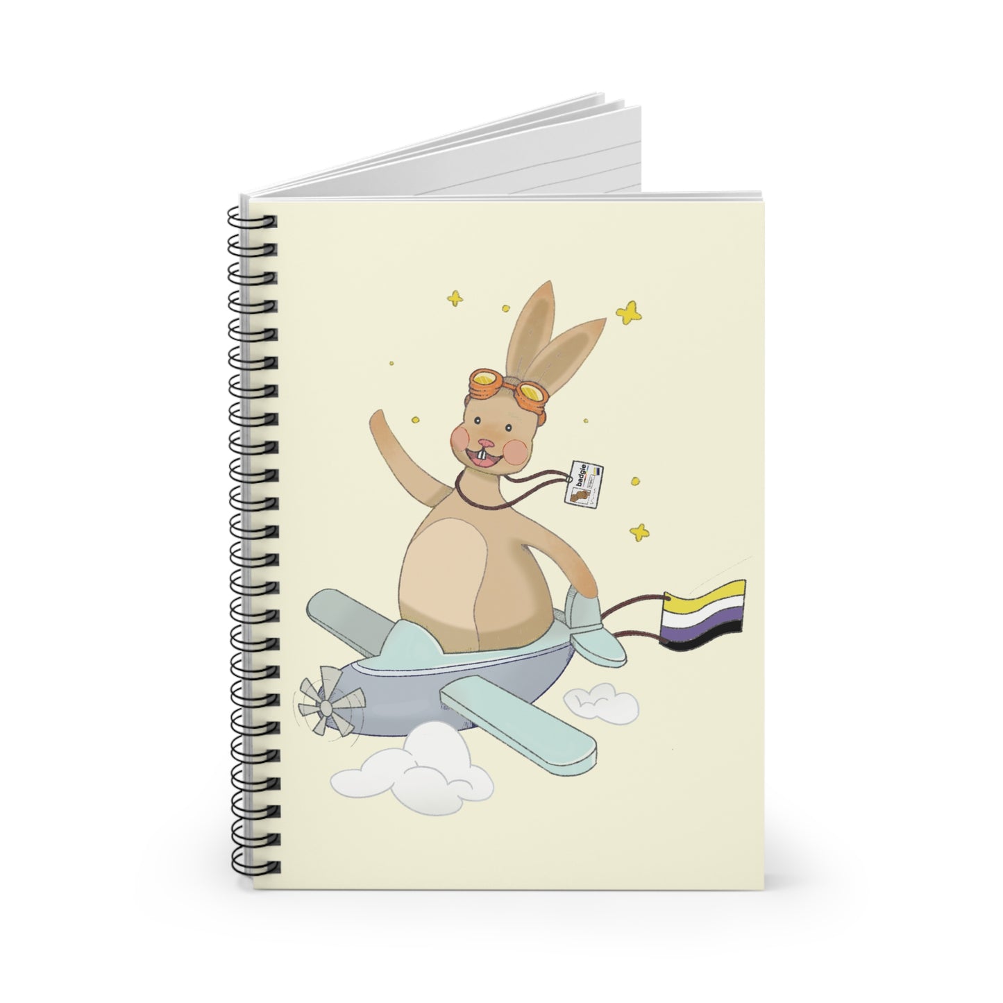 Badgie Spiral Notebook Ruled Lines - Nonbinary Rabbit "Rex" - Badgie.co