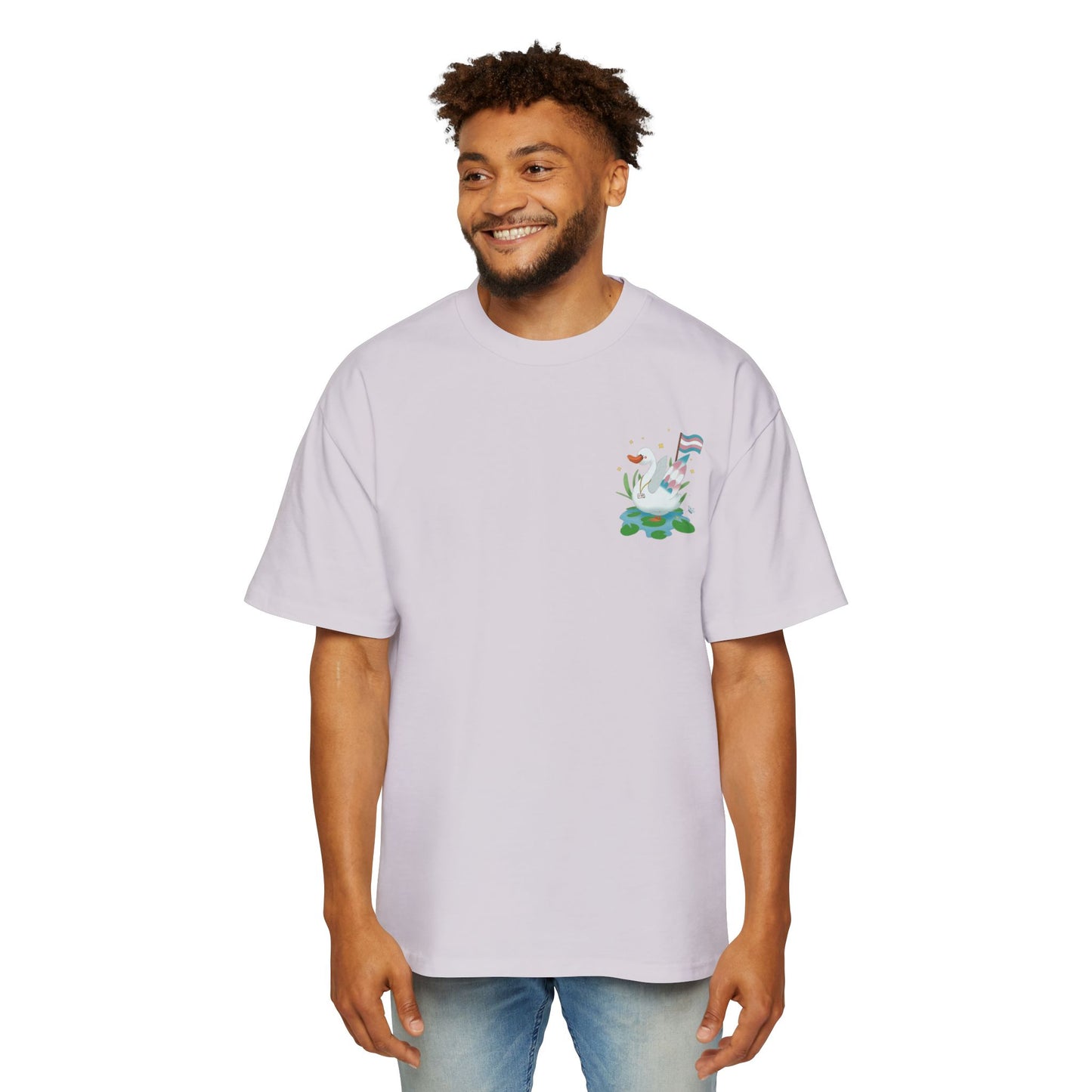 Badgie Oversized Heavy Drop Shoulder T-Shirt - Trans Swan "Tundra" - Badgie.co