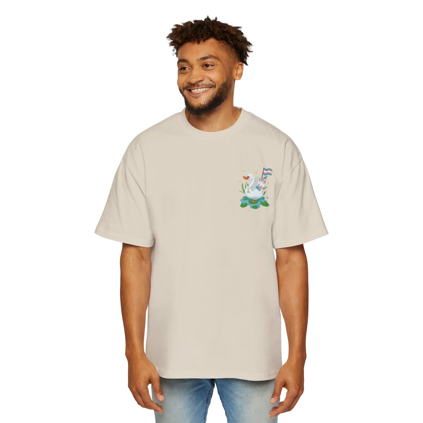 Badgie Oversized Heavy Drop Shoulder T-Shirt - Trans Swan "Tundra" - Badgie.co