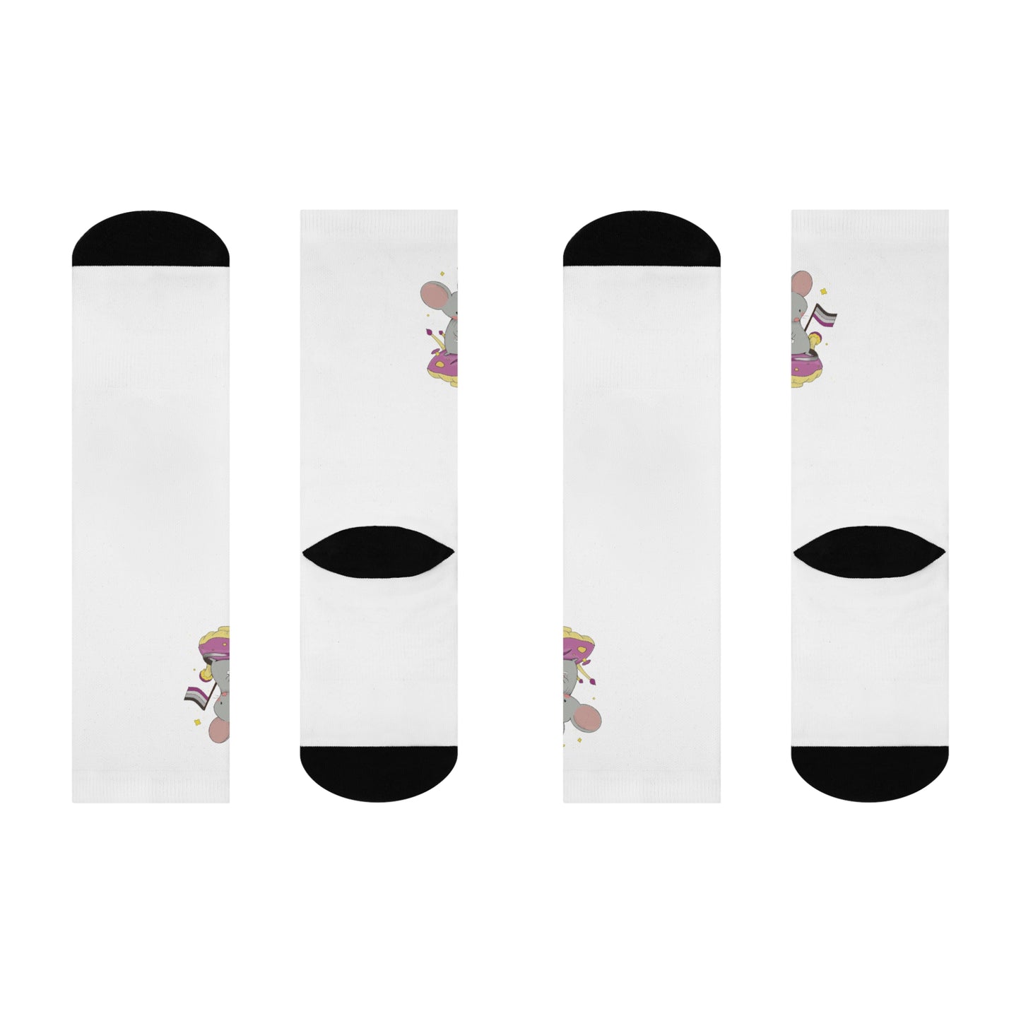 Badgie Crew Socks White - Asexual Mouse "Roan" - Badgie.co