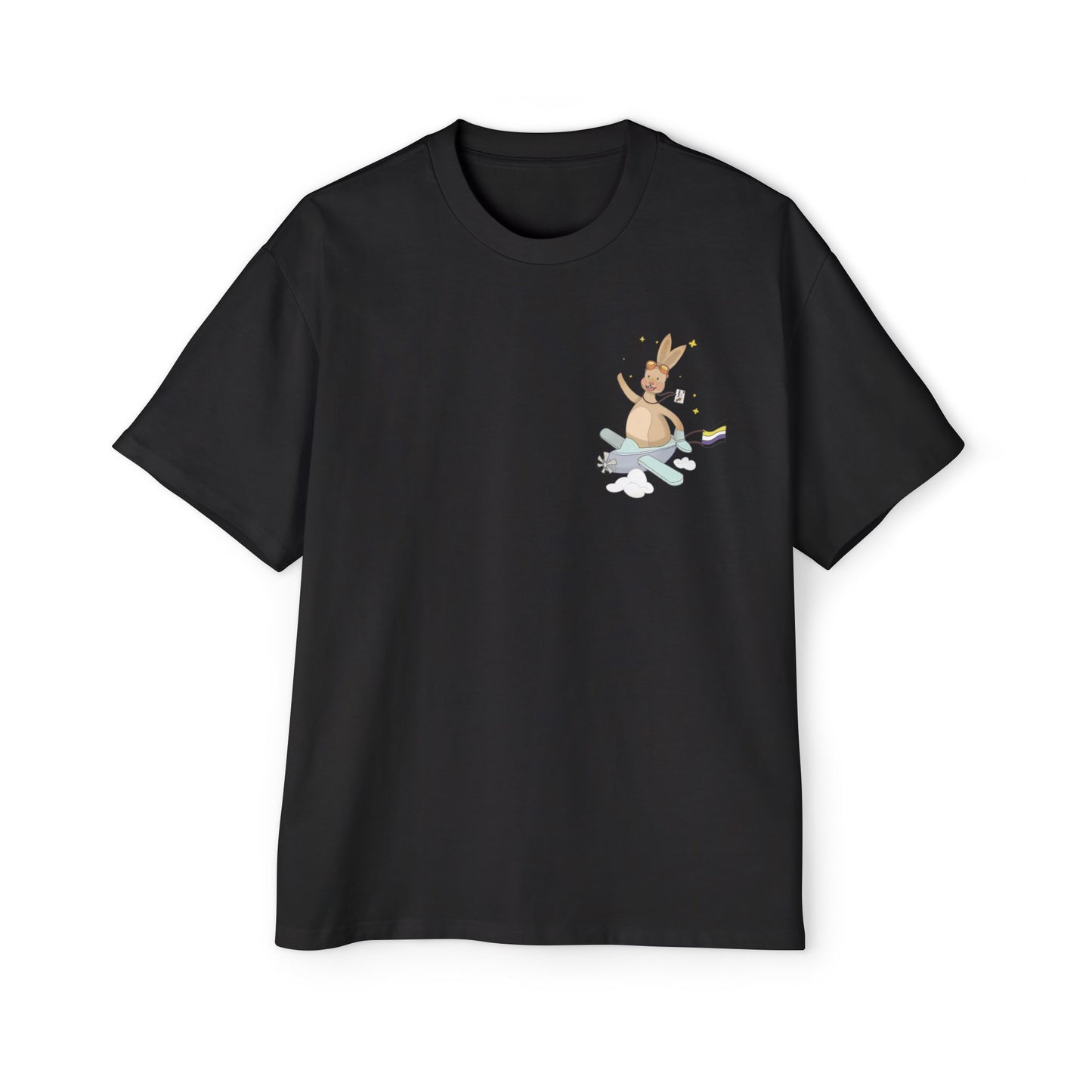 Badgie Oversized Heavy Drop Shoulder T-Shirt - Nonbinary Rabbit "Rex" - Badgie.co