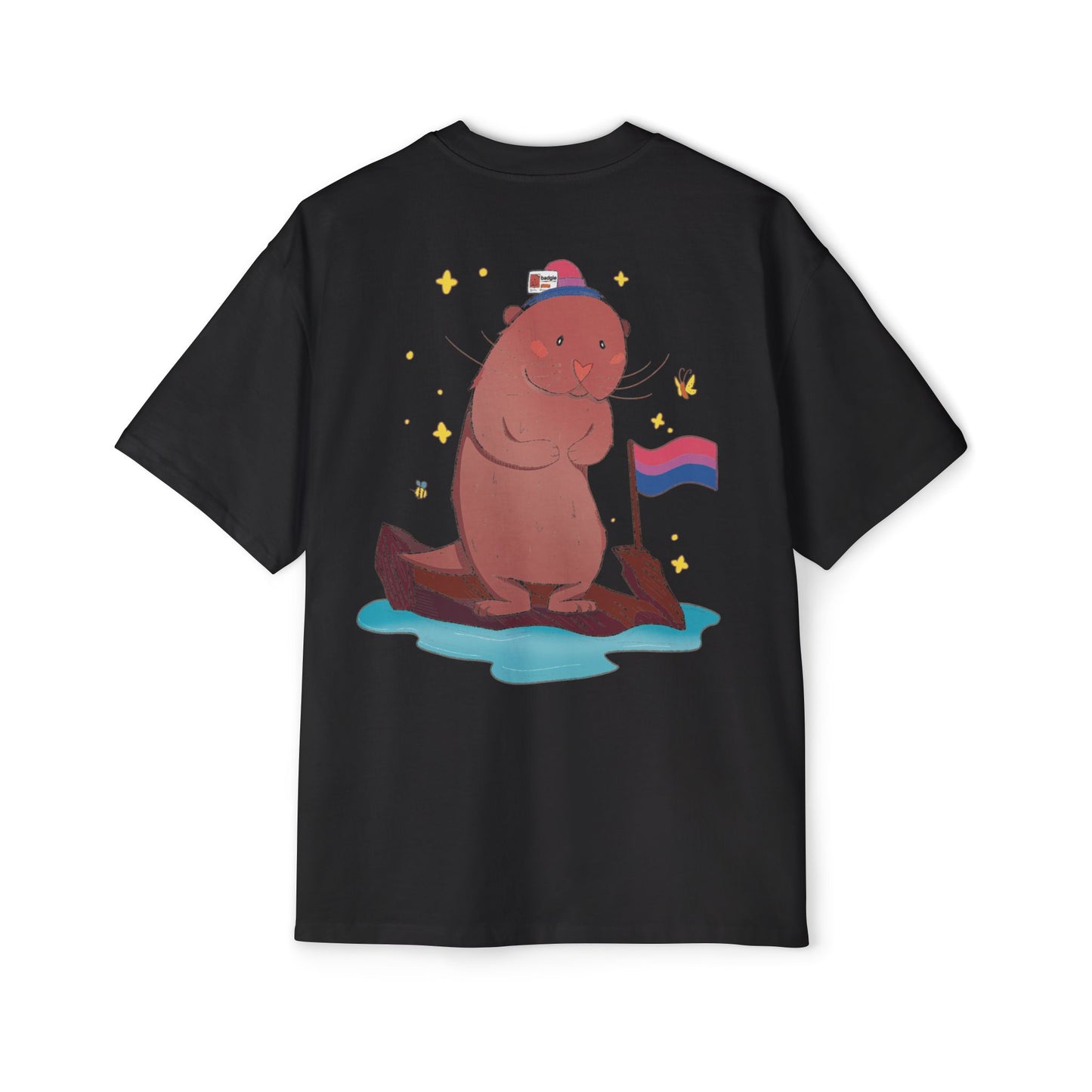 Badgie Oversized Heavy Drop Shoulder T-Shirt - Bisexual Otter "River" - Badgie.co