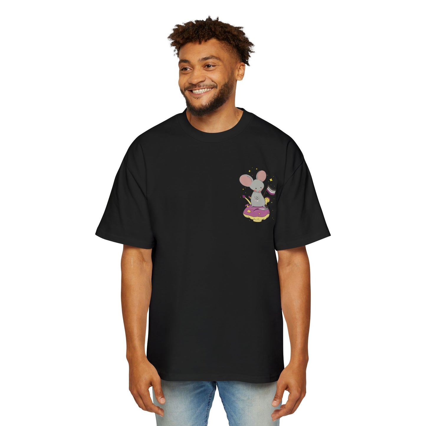 Badgie Oversized Heavy Drop Shoulder T-Shirt - Asexual Mouse "Roan" - Badgie.co