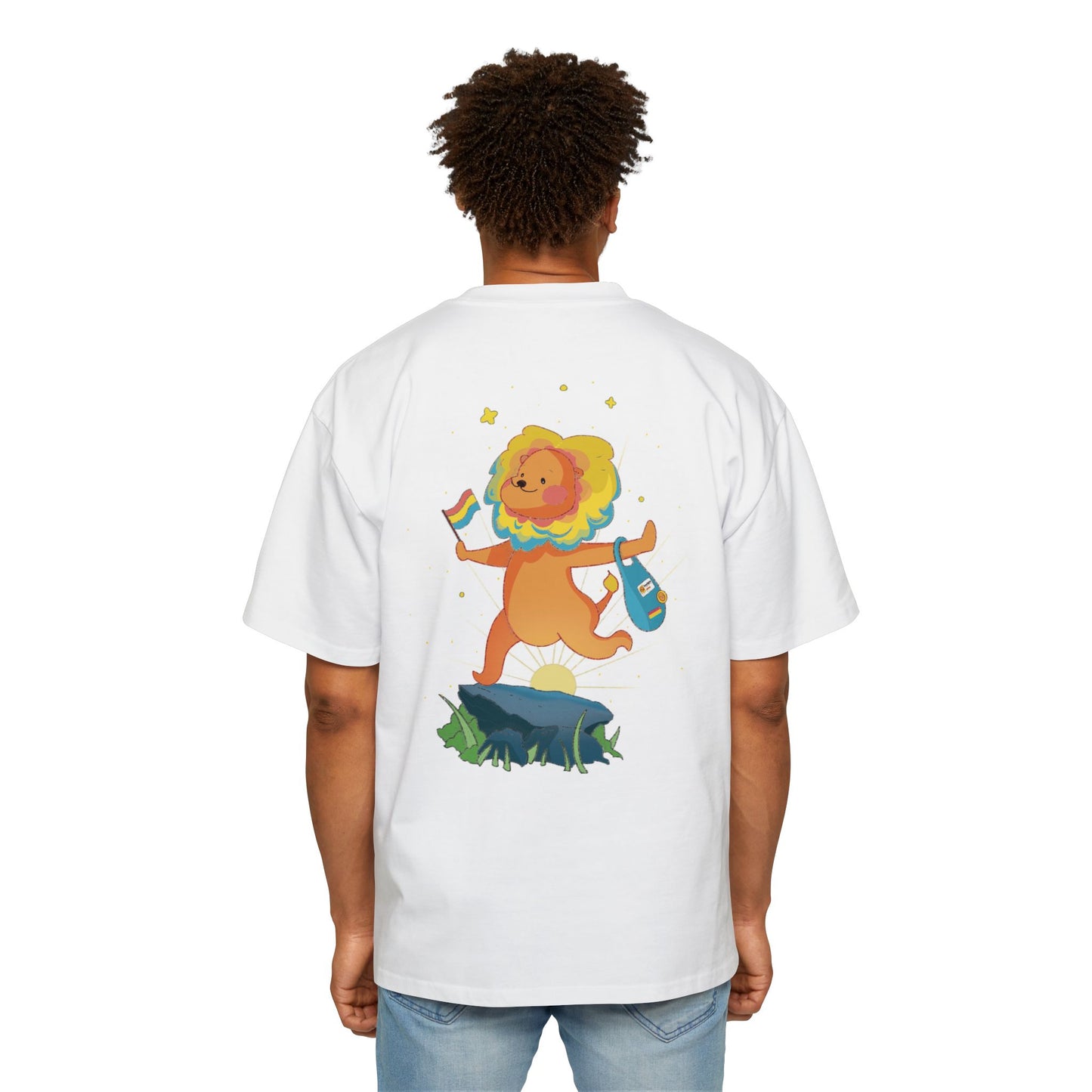 Badgie Oversized Heavy Drop Shoulder T-Shirt - Pansexual Lion "Barb" - Badgie.co