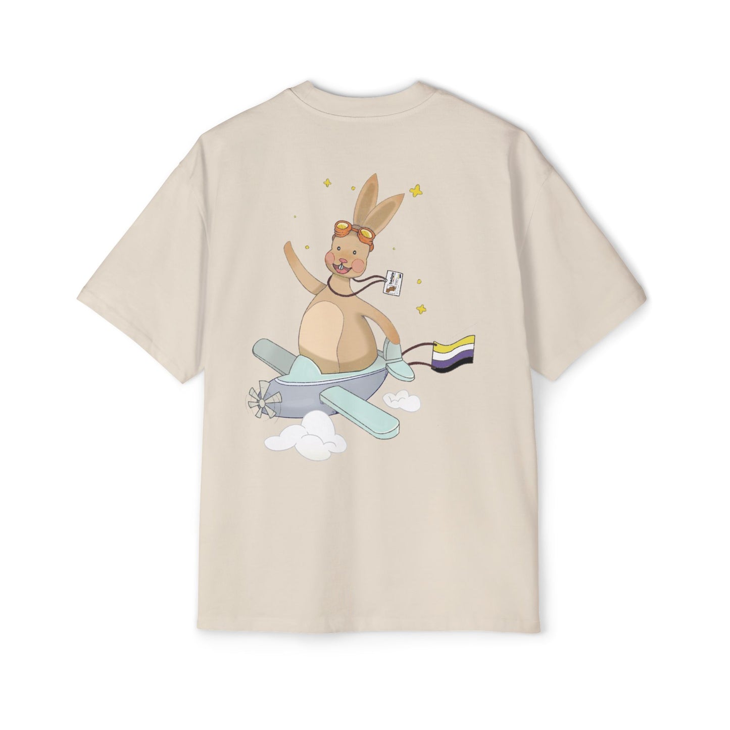 Badgie Oversized Heavy Drop Shoulder T-Shirt - Nonbinary Rabbit "Rex" - Badgie.co