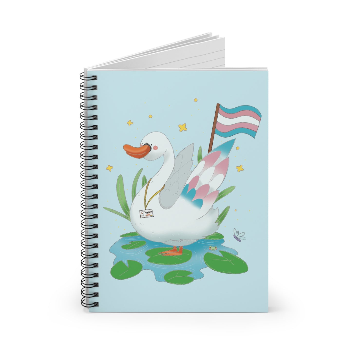Badgie Spiral Notebook Ruled Lines - Trans Swan "Tundra" - Badgie.co