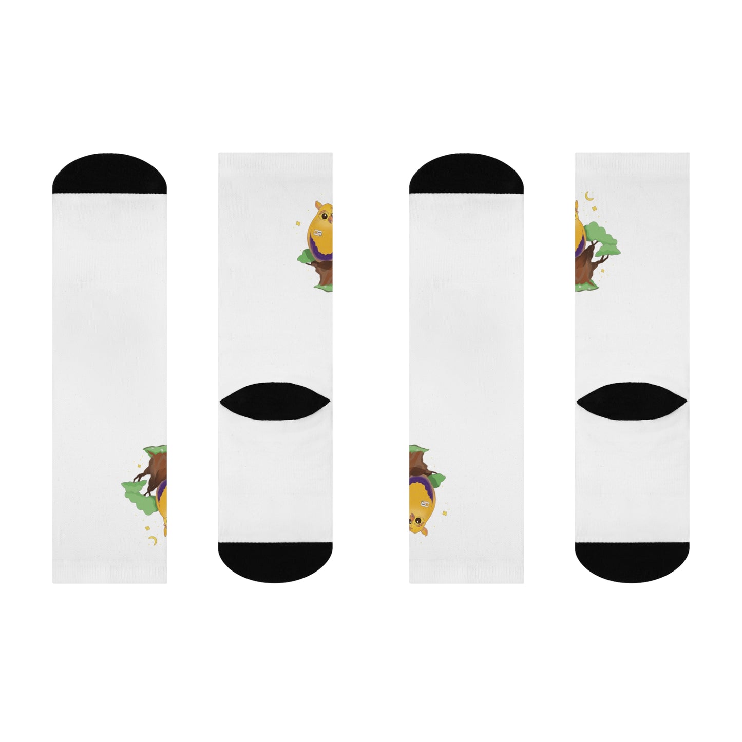 Badgie Crew Socks White - Intersex Owl "Albert" - Badgie.co