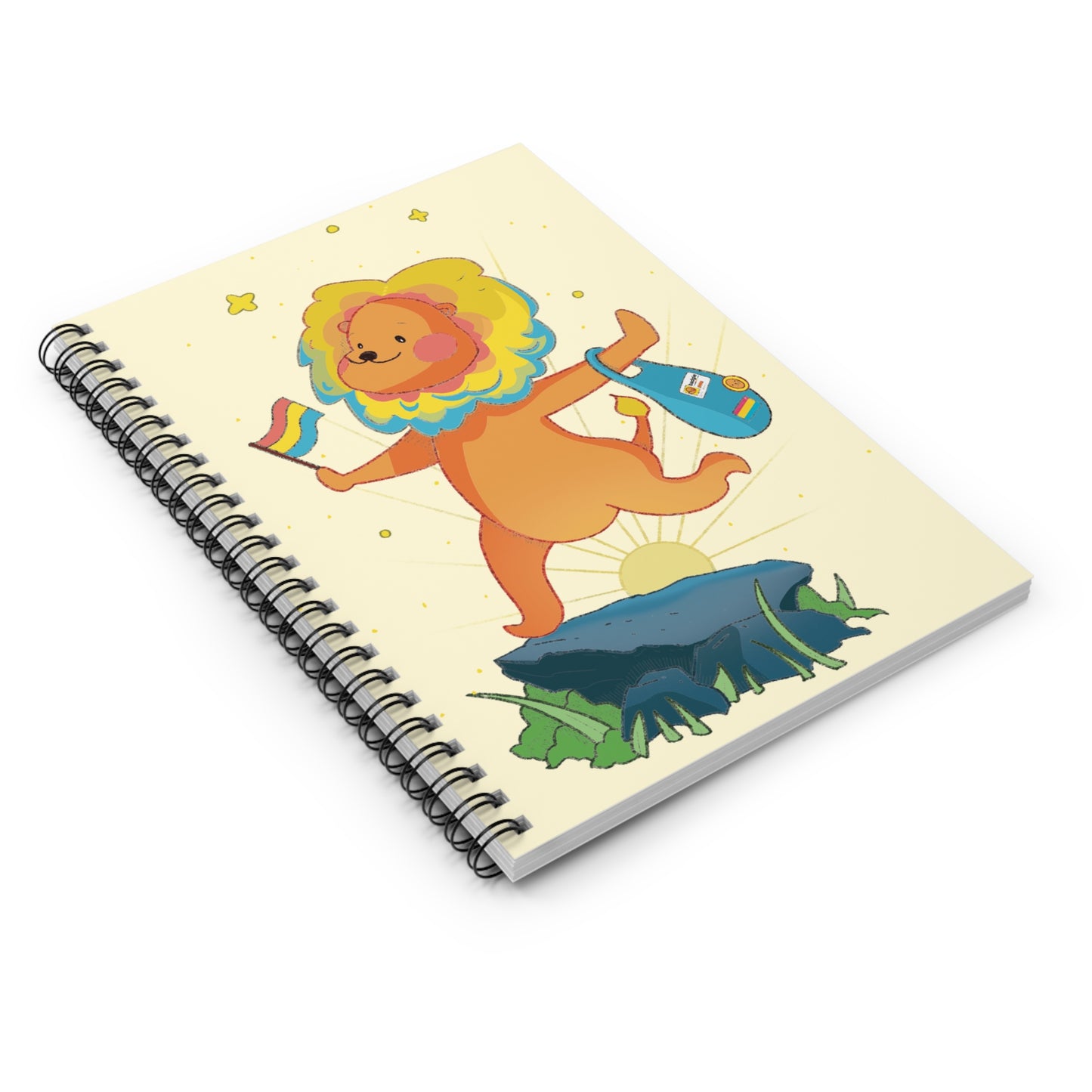 Badgie Spiral Notebook Ruled Lines - Pansexual Lion "Barb" - Badgie.co