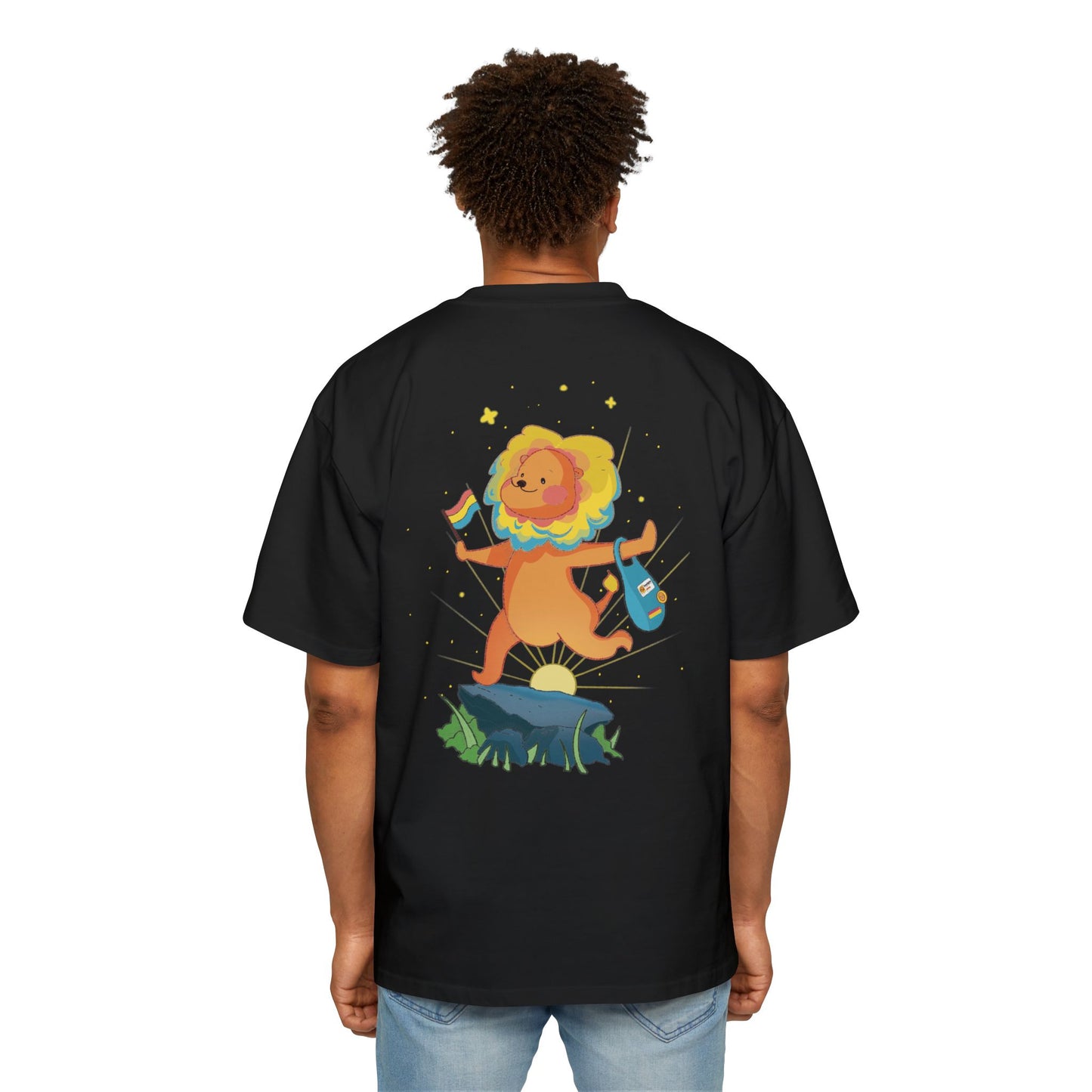 Badgie Oversized Heavy Drop Shoulder T-Shirt - Pansexual Lion "Barb" - Badgie.co
