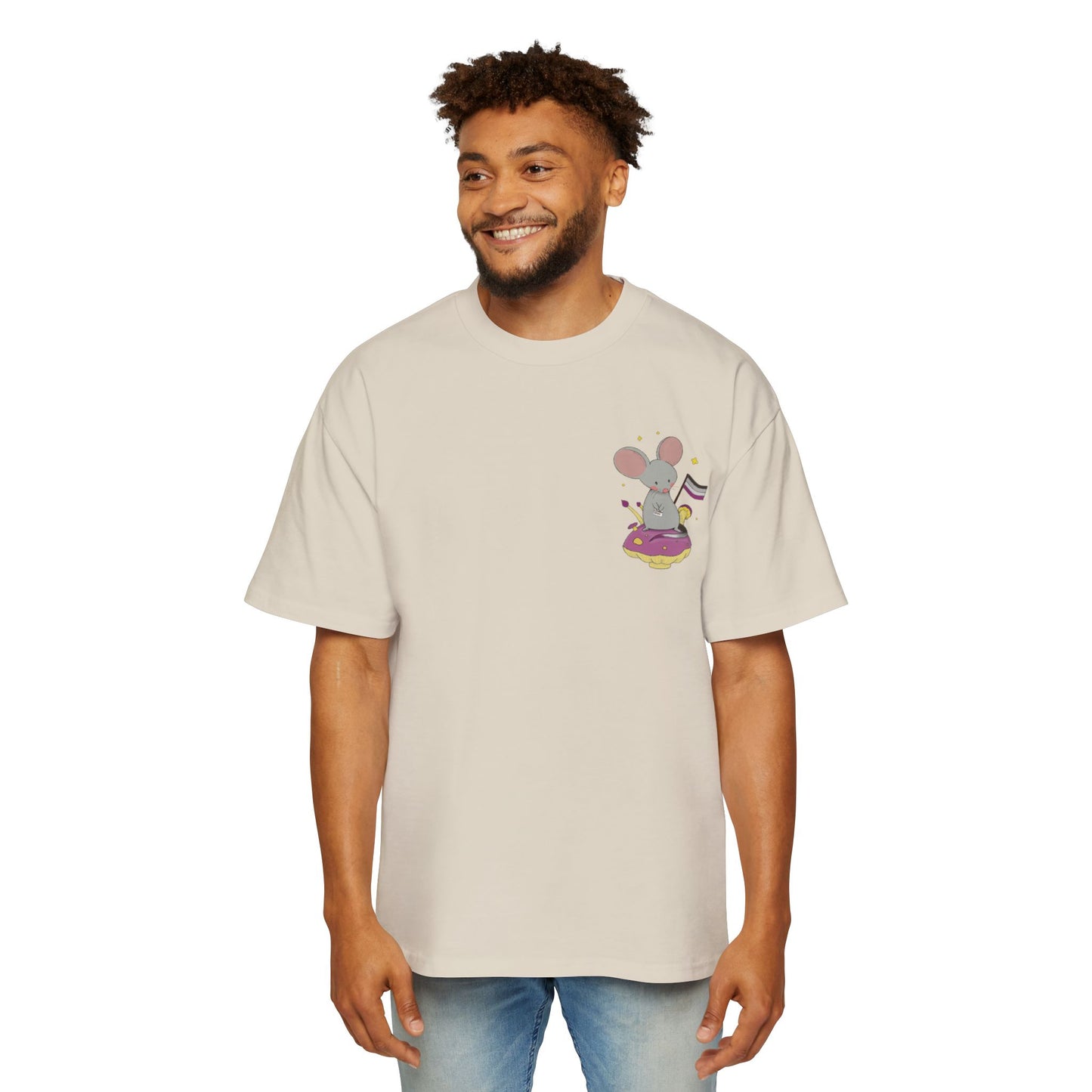 Badgie Oversized Heavy Drop Shoulder T-Shirt - Asexual Mouse "Roan" - Badgie.co