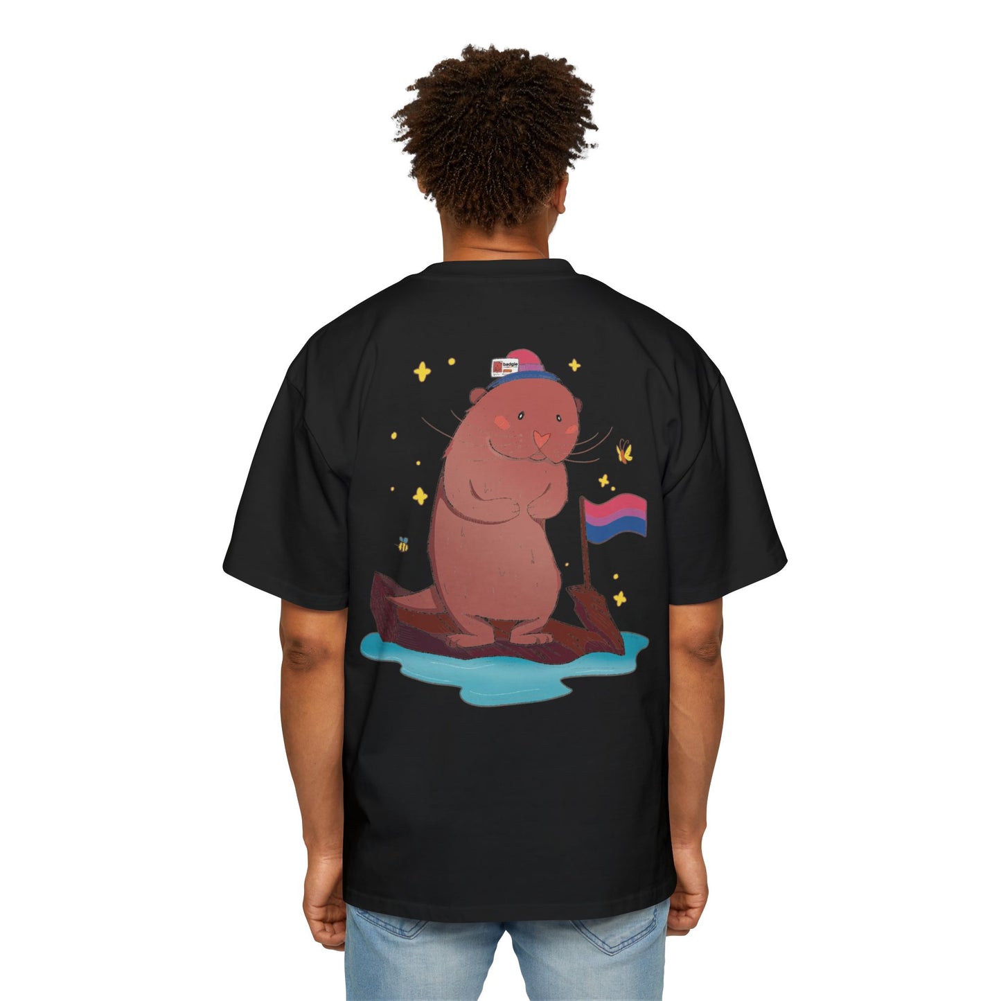 Badgie Oversized Heavy Drop Shoulder T-Shirt - Bisexual Otter "River" - Badgie.co