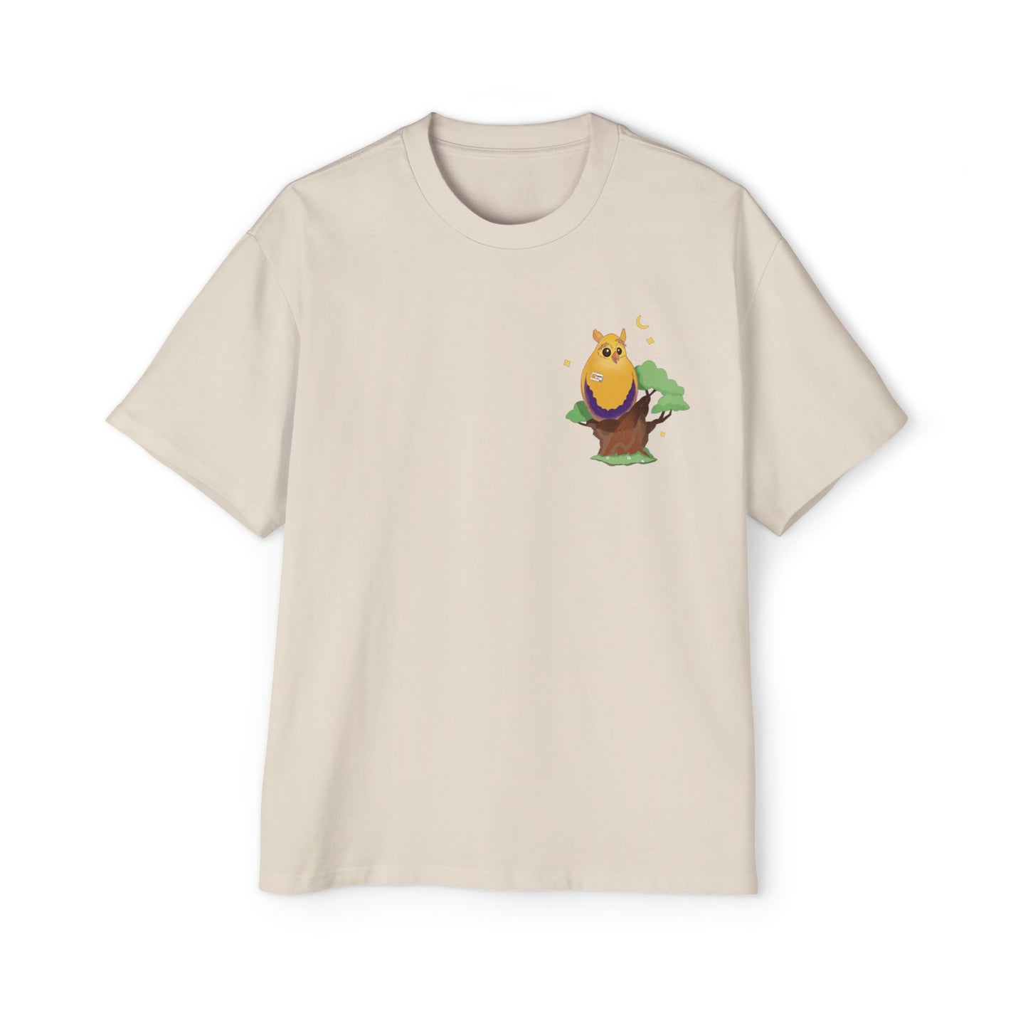 Badgie Oversized Heavy Drop Shoulder T-Shirt - Intersex Owl "Albert" - Badgie.co