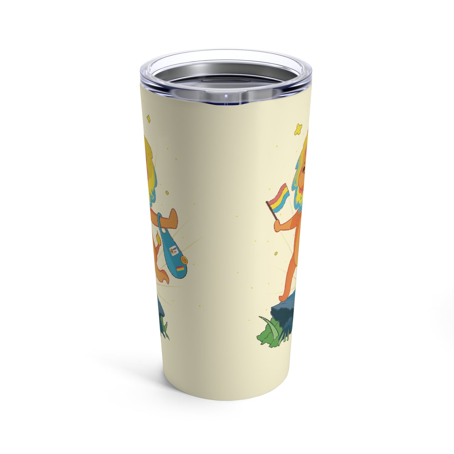 Badgie Coffee Tumbler 20oz/600mL - Pansexual Lion "Barb" - Badgie.co