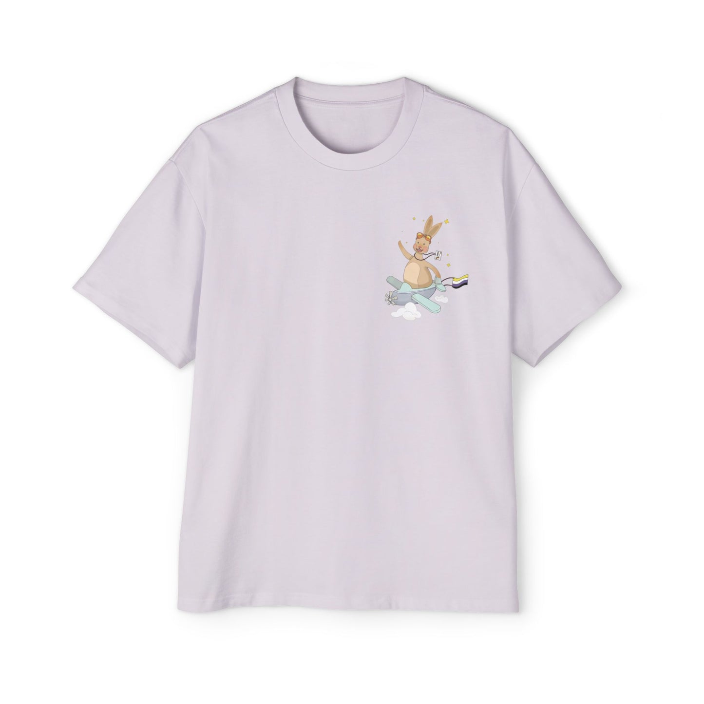 Badgie Oversized Heavy Drop Shoulder T-Shirt - Nonbinary Rabbit "Rex" - Badgie.co