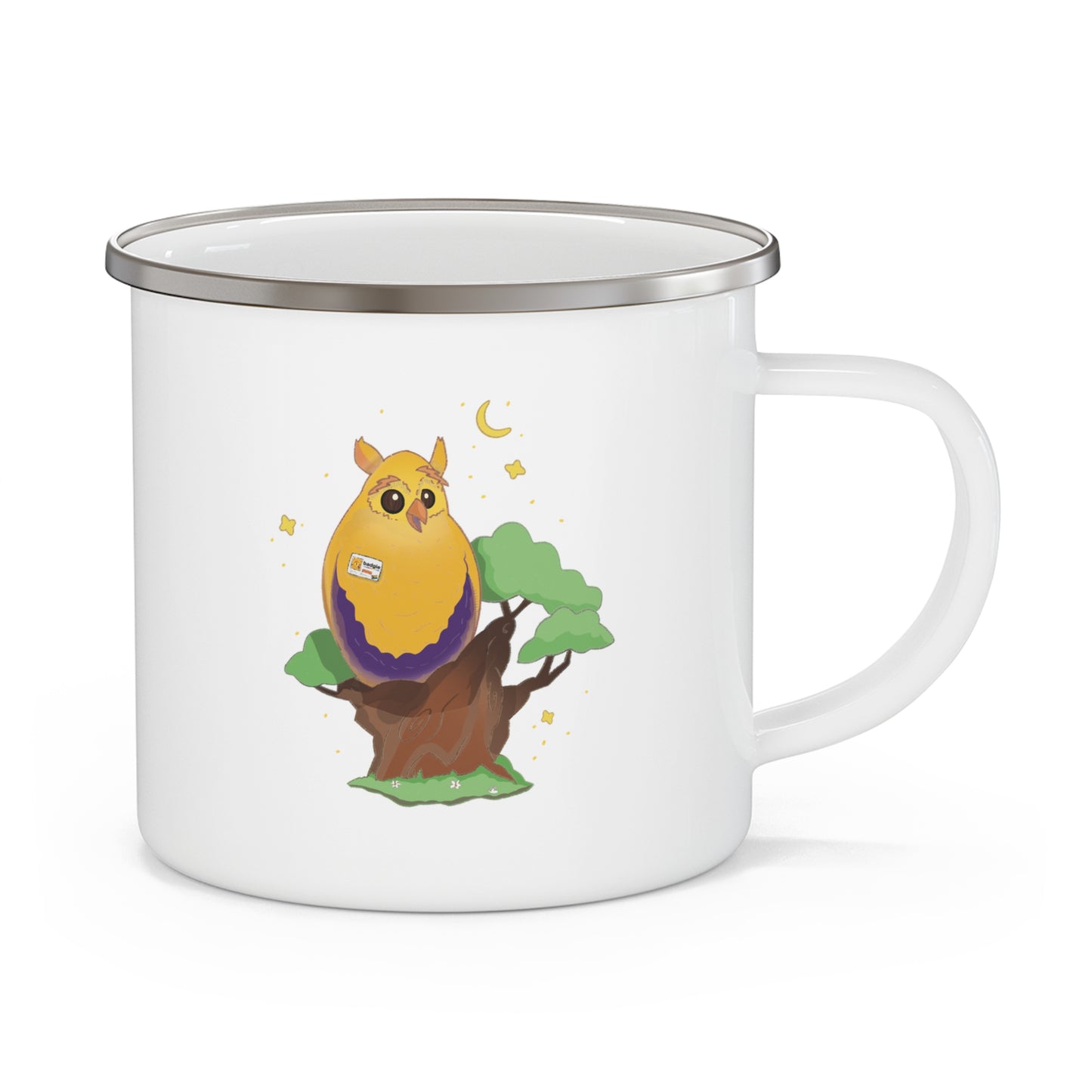 Badgie Enamel Camping Mug - Intersex Owl “Albert” - Badgie.co