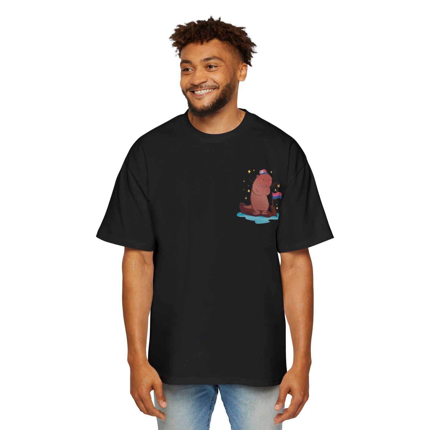 Badgie Oversized Heavy Drop Shoulder T-Shirt - Bisexual Otter "River" - Badgie.co