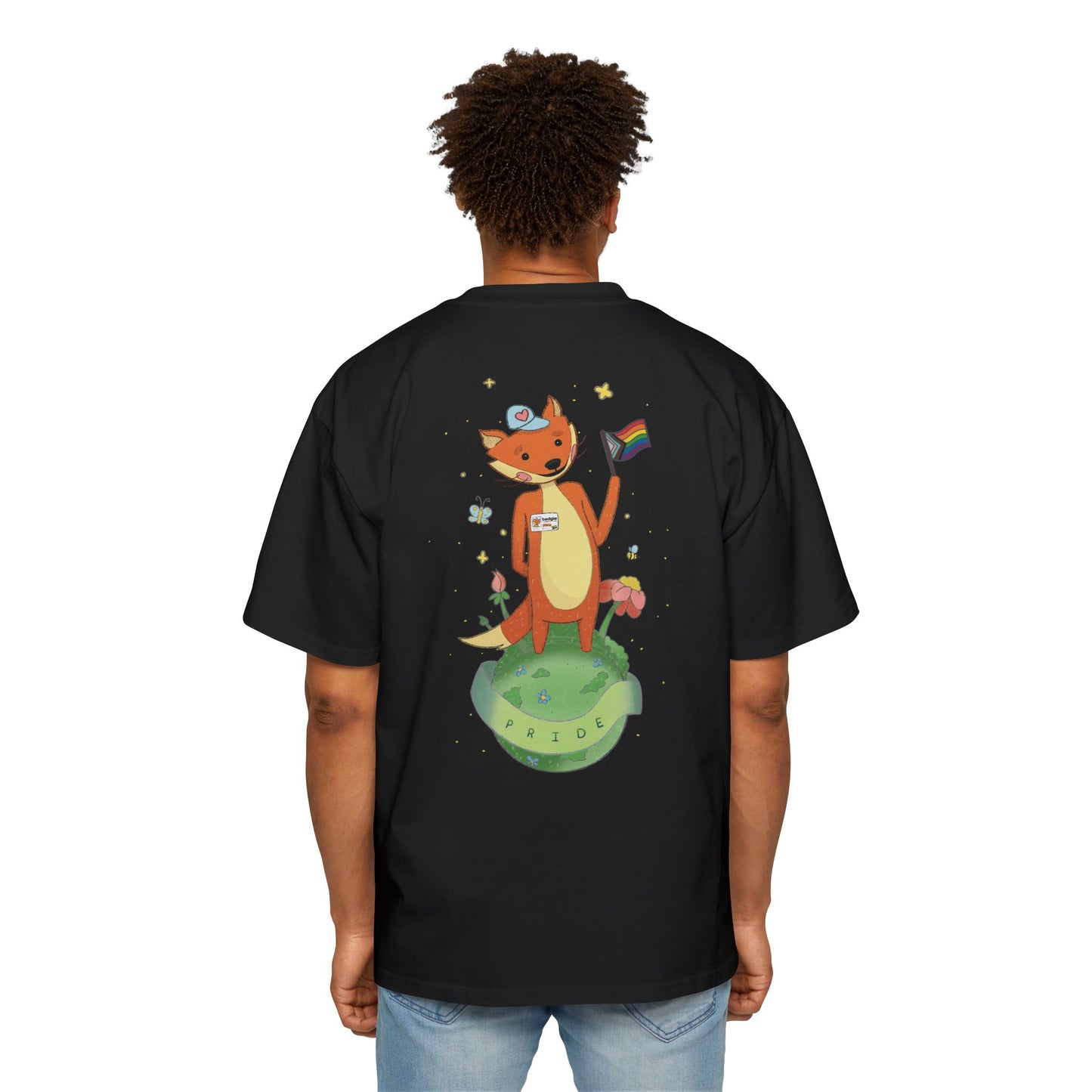 Badgie Oversized Heavy Drop Shoulder T-Shirt - Pride Fox "Kit" - Badgie.co