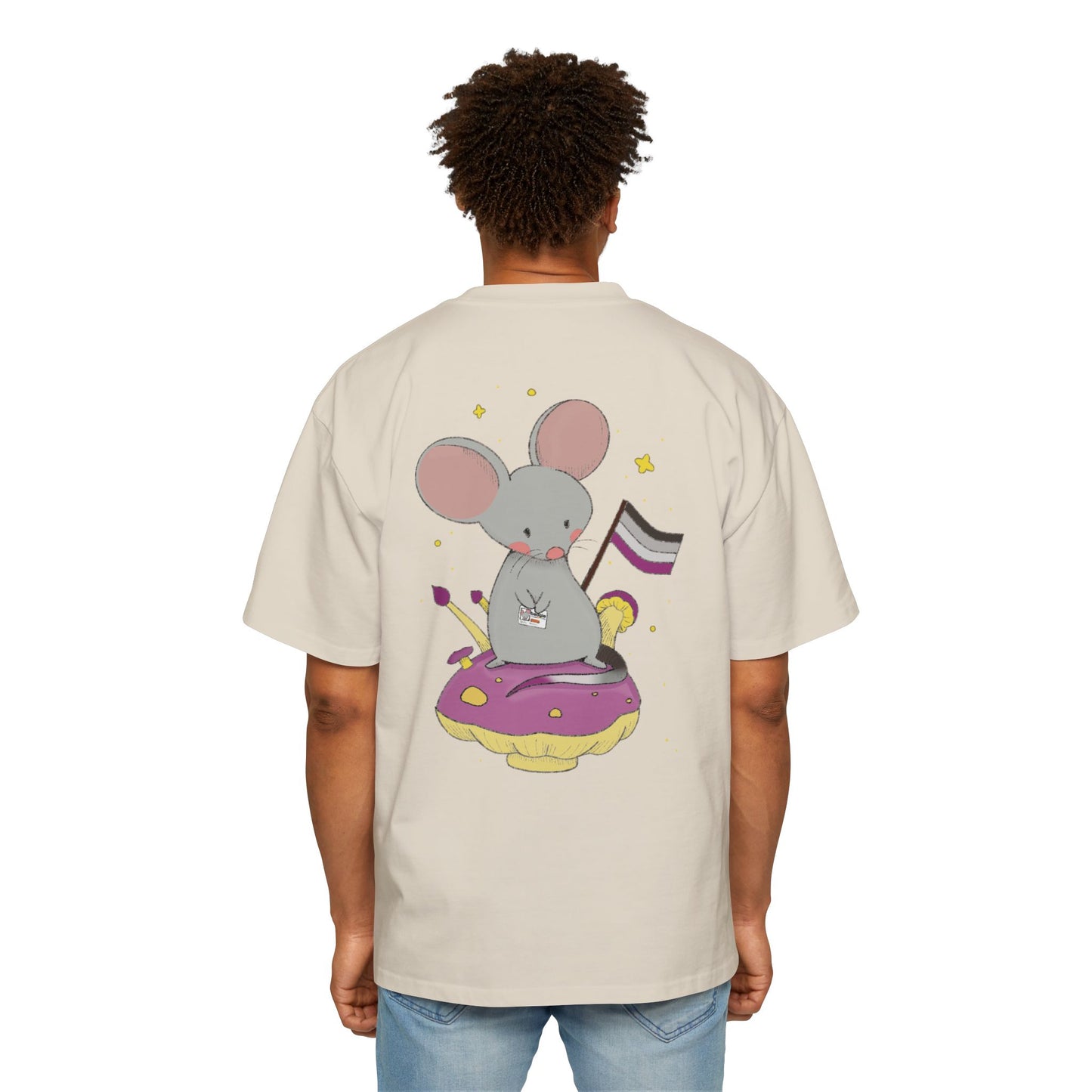 Badgie Oversized Heavy Drop Shoulder T-Shirt - Asexual Mouse "Roan" - Badgie.co
