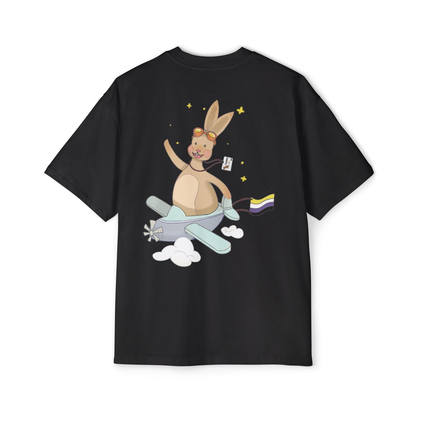 Badgie Oversized Heavy Drop Shoulder T-Shirt - Nonbinary Rabbit "Rex" - Badgie.co