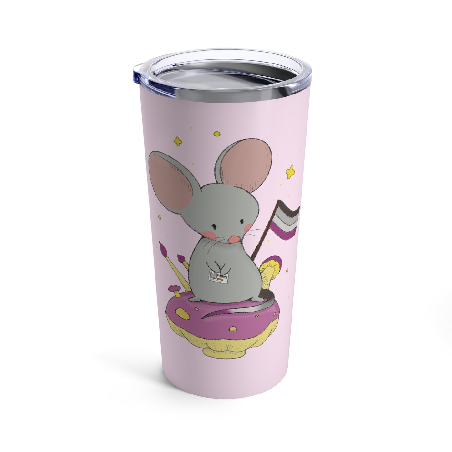 Badgie Coffee Tumbler 20oz/600mL - Asexual Mouse "Roan" - Badgie.co