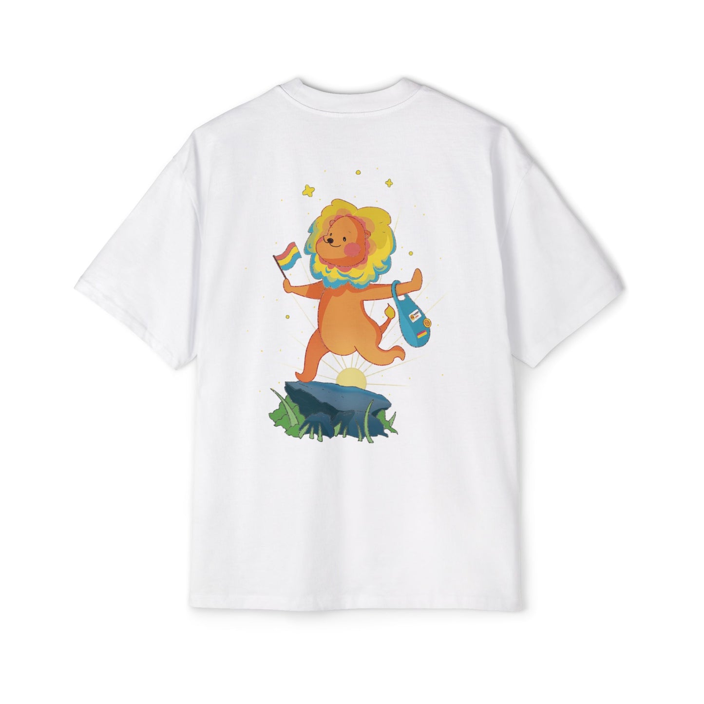 Badgie Oversized Heavy Drop Shoulder T-Shirt - Pansexual Lion "Barb" - Badgie.co