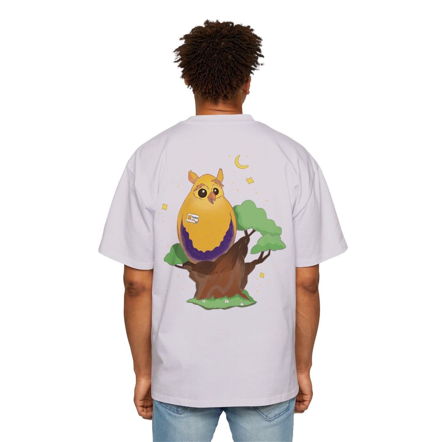 Badgie Oversized Heavy Drop Shoulder T-Shirt - Intersex Owl "Albert" - Badgie.co