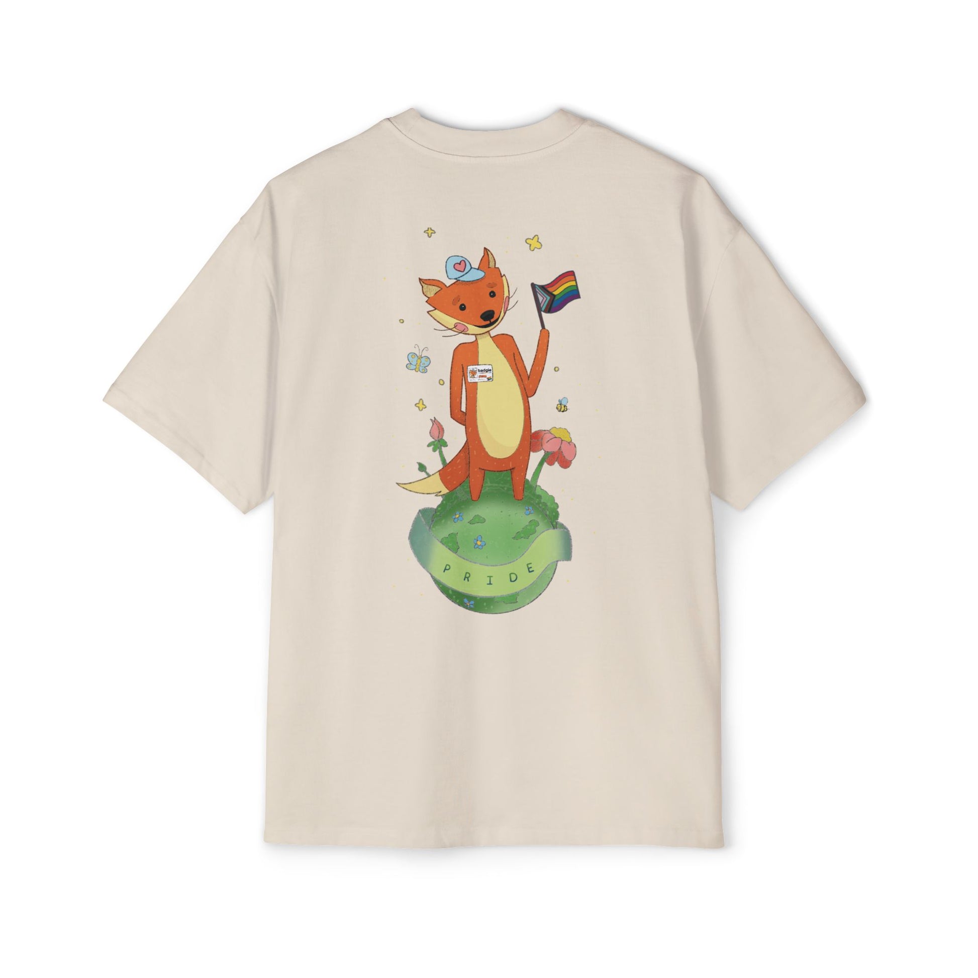 Badgie Oversized Heavy Drop Shoulder T-Shirt - Pride Fox "Kit" - Badgie.co