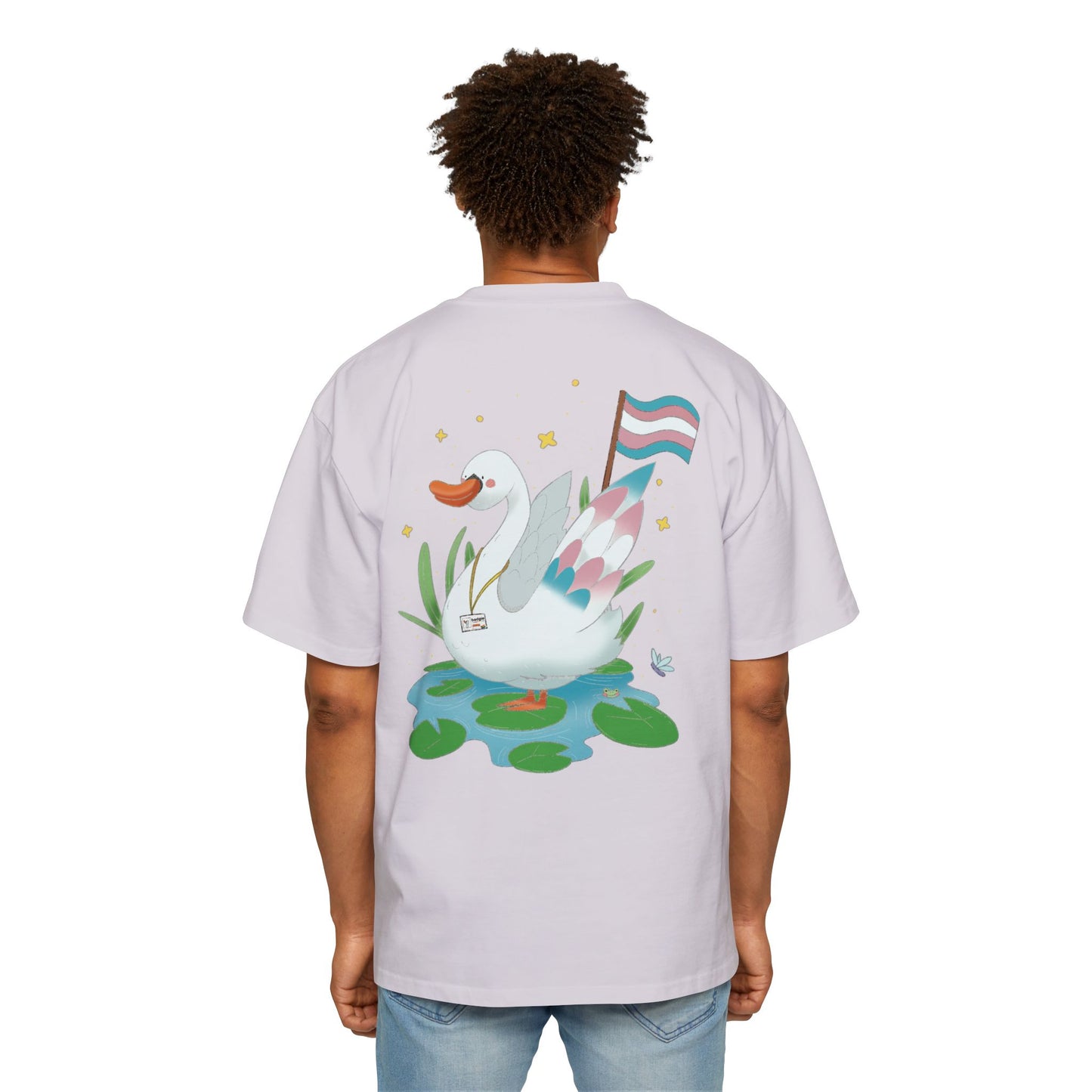 Badgie Oversized Heavy Drop Shoulder T-Shirt - Trans Swan "Tundra" - Badgie.co