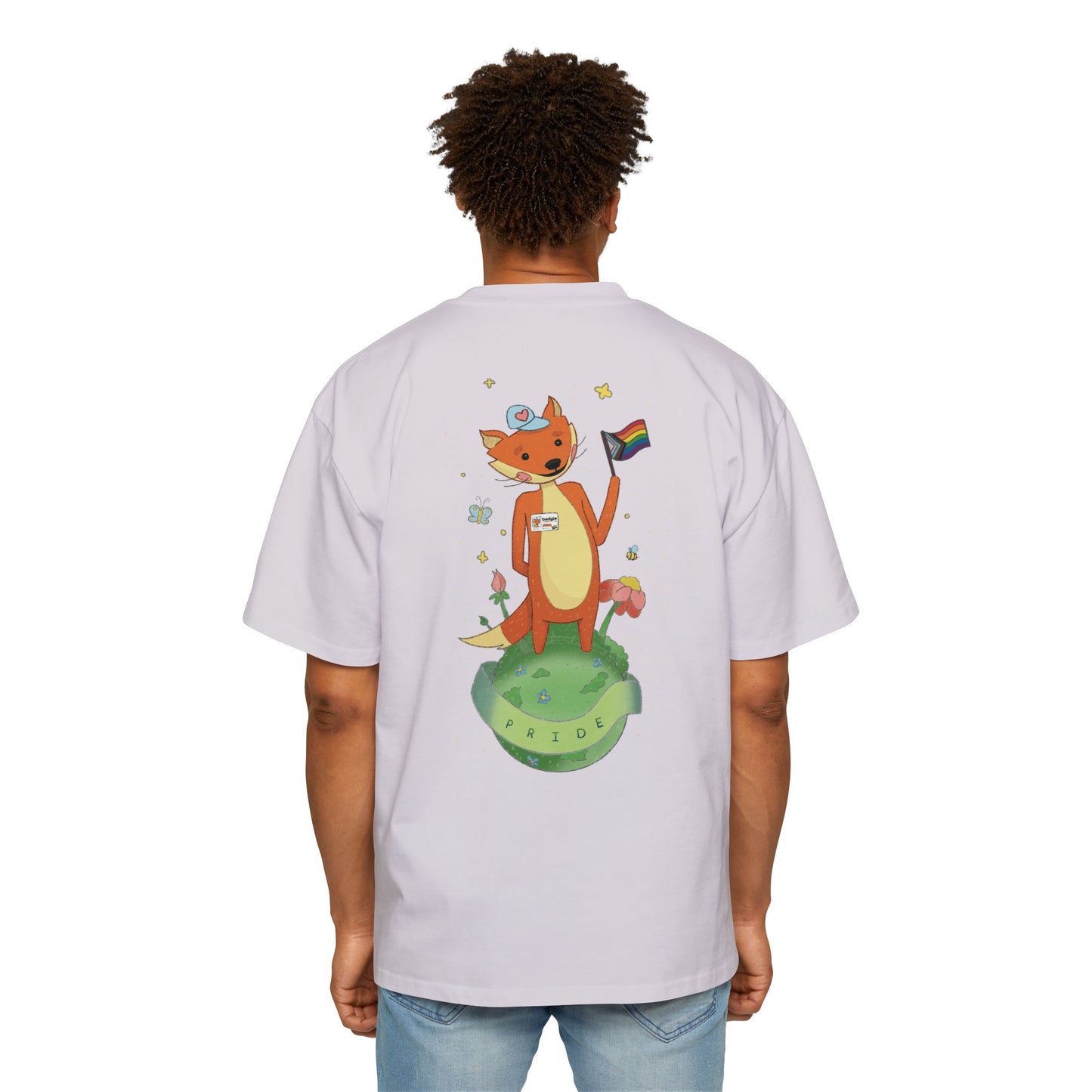 Badgie Oversized Heavy Drop Shoulder T-Shirt - Pride Fox "Kit" - Badgie.co