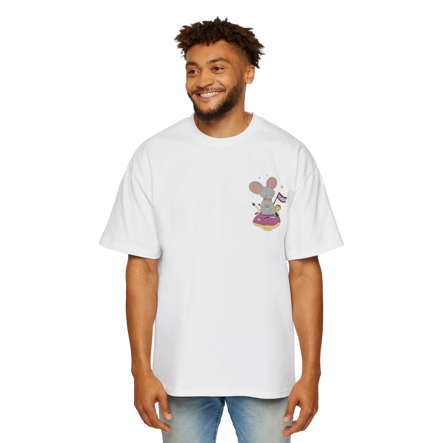 Badgie Oversized Heavy Drop Shoulder T-Shirt - Asexual Mouse "Roan" - Badgie.co