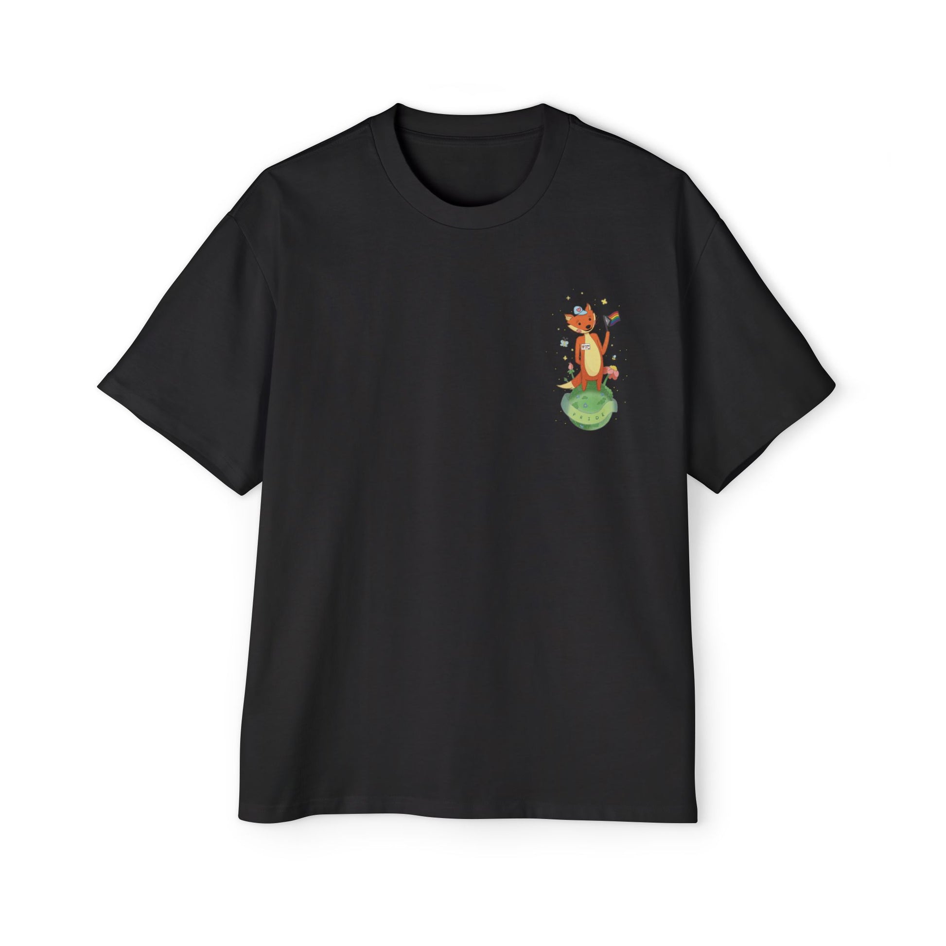 Badgie Oversized Heavy Drop Shoulder T-Shirt - Pride Fox "Kit" - Badgie.co