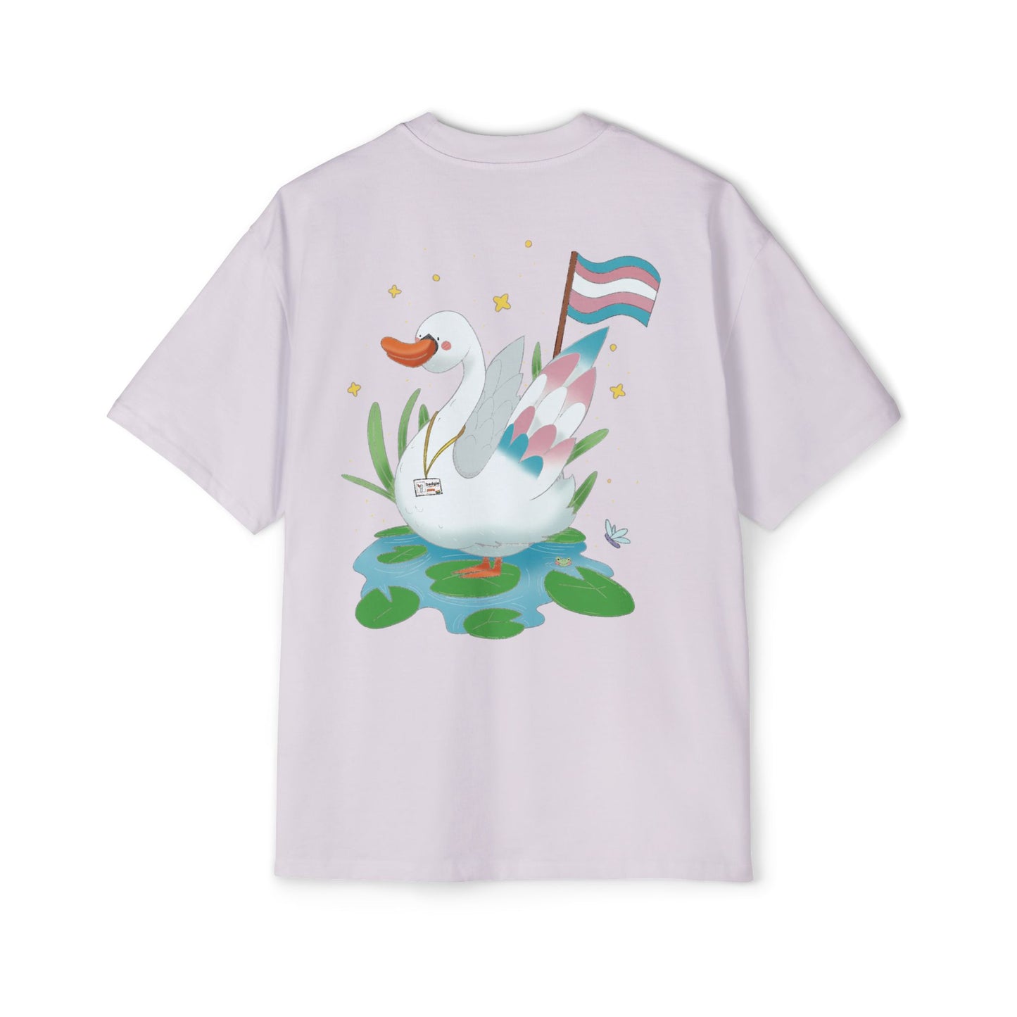Badgie Oversized Heavy Drop Shoulder T-Shirt - Trans Swan "Tundra" - Badgie.co