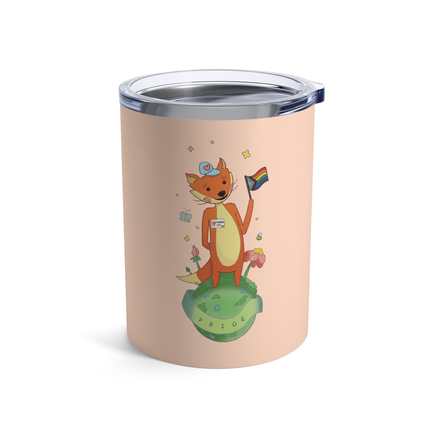 Badgie Coffee Tumbler 10oz/295mL - Pride Fox "Kit" - Badgie.co