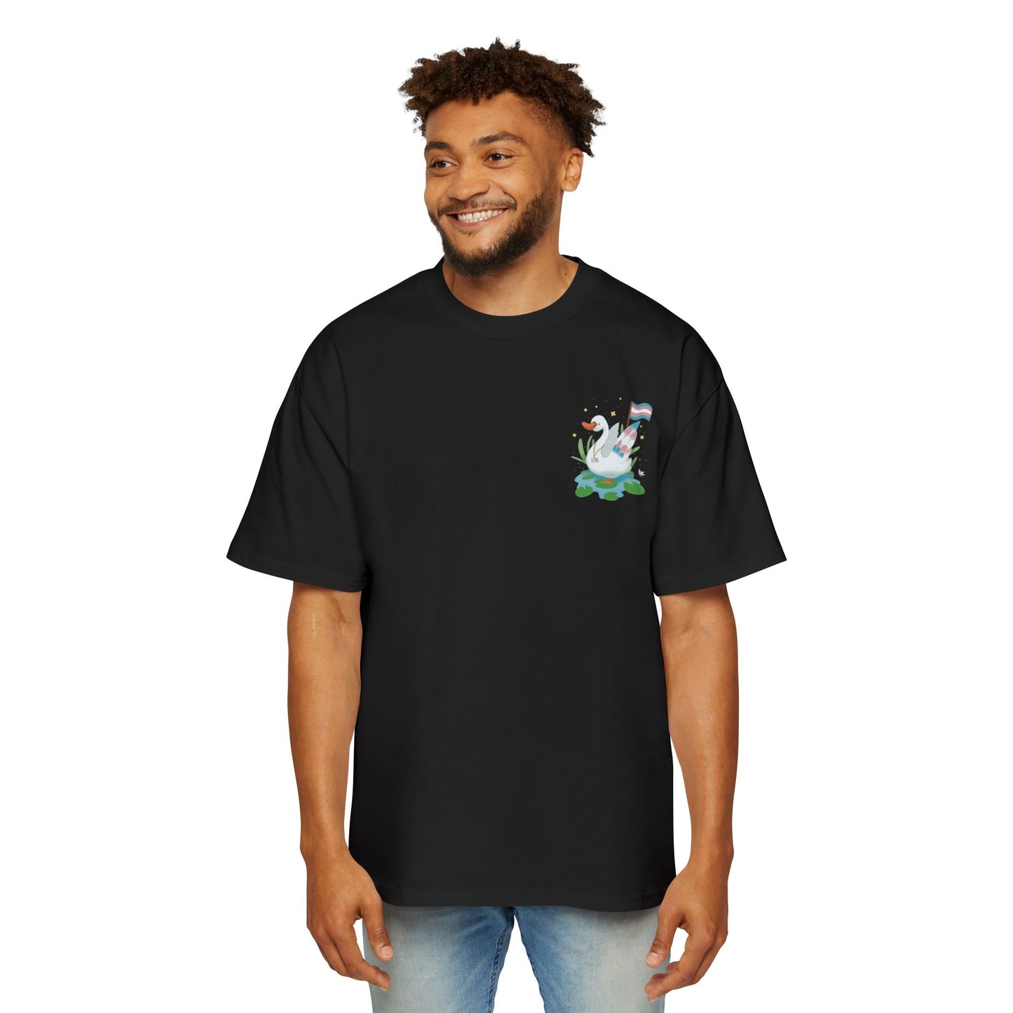 Badgie Oversized Heavy Drop Shoulder T-Shirt - Trans Swan "Tundra" - Badgie.co