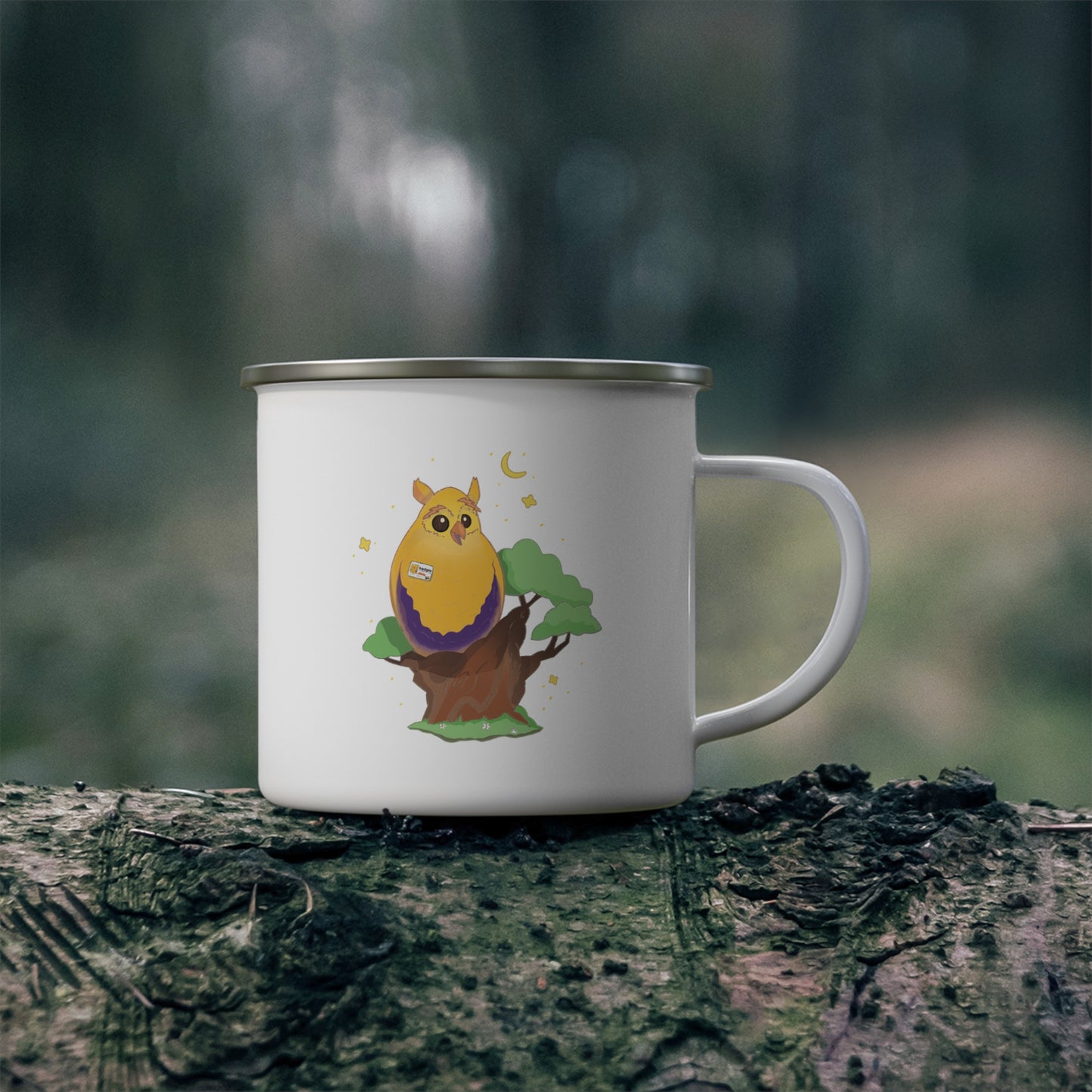 Badgie Enamel Camping Mug - Intersex Owl “Albert” - Badgie.co