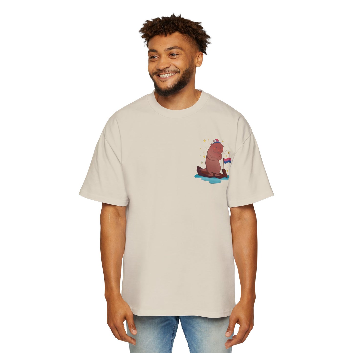 Badgie Oversized Heavy Drop Shoulder T-Shirt - Bisexual Otter "River" - Badgie.co