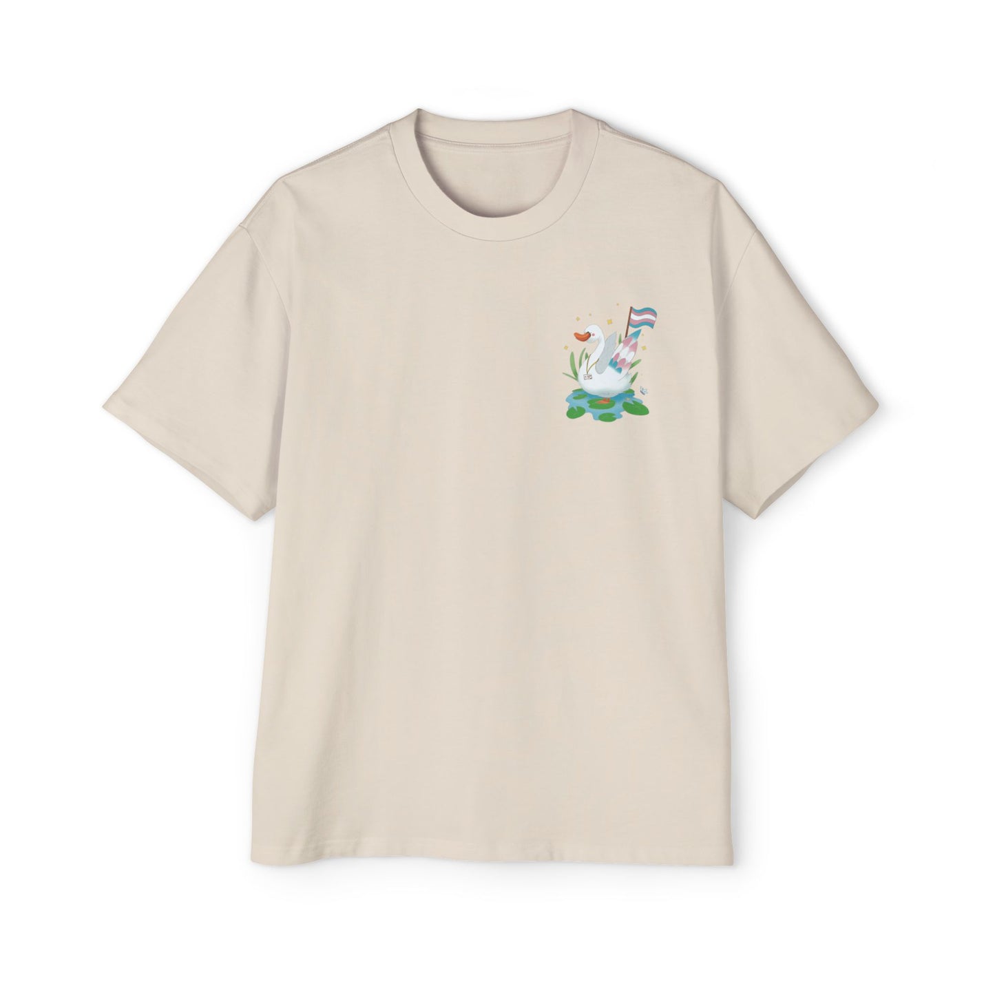 Badgie Oversized Heavy Drop Shoulder T-Shirt - Trans Swan "Tundra" - Badgie.co