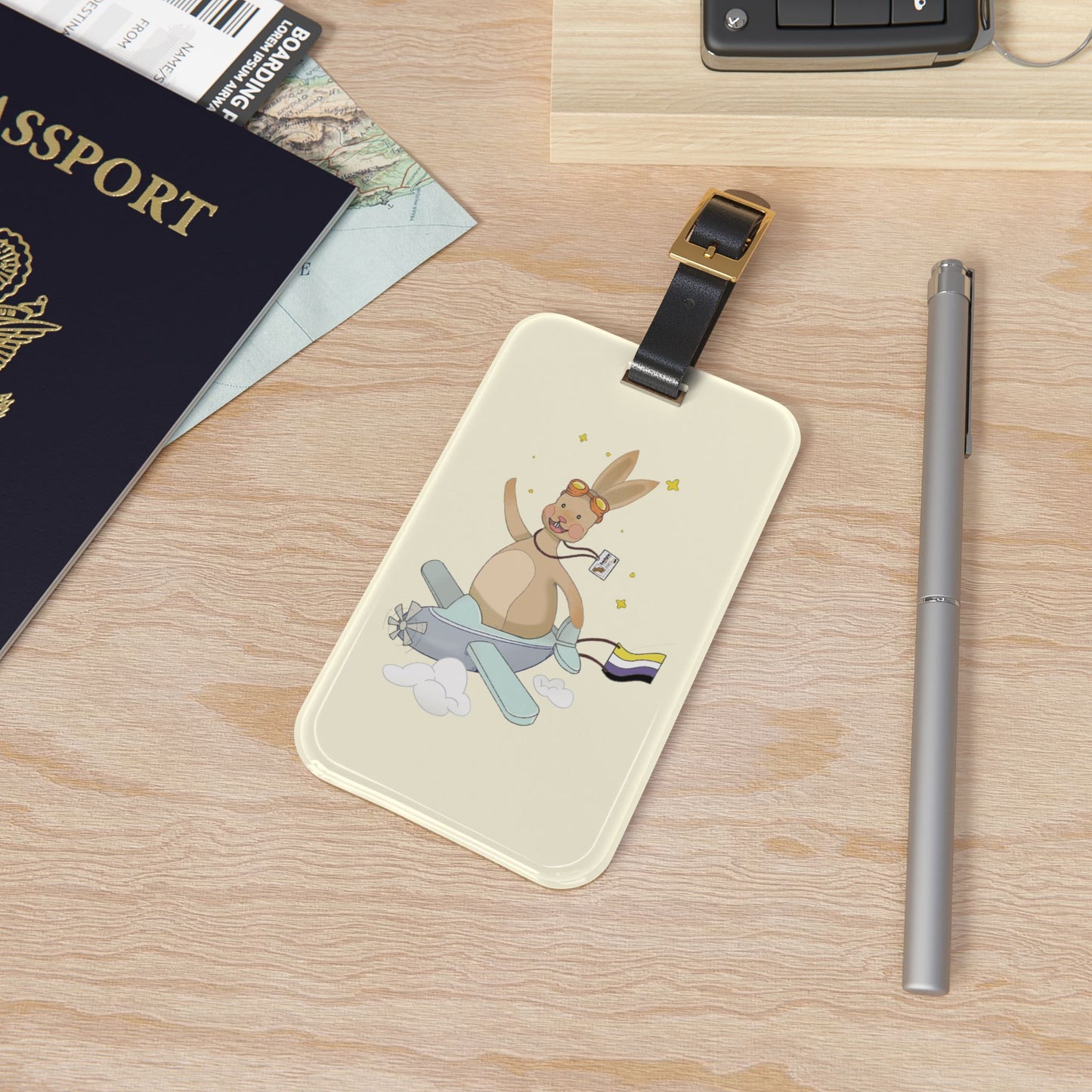 Badgie Luggage Tag - Nonbinary Rabbit "Rex" - Badgie.co