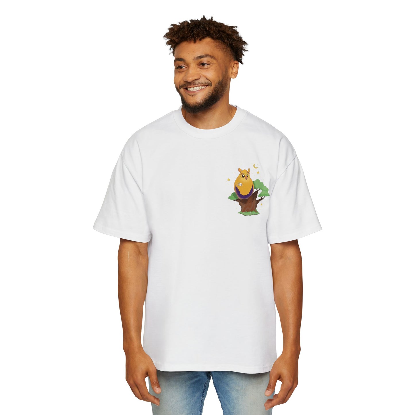 Badgie Oversized Heavy Drop Shoulder T-Shirt - Intersex Owl "Albert" - Badgie.co