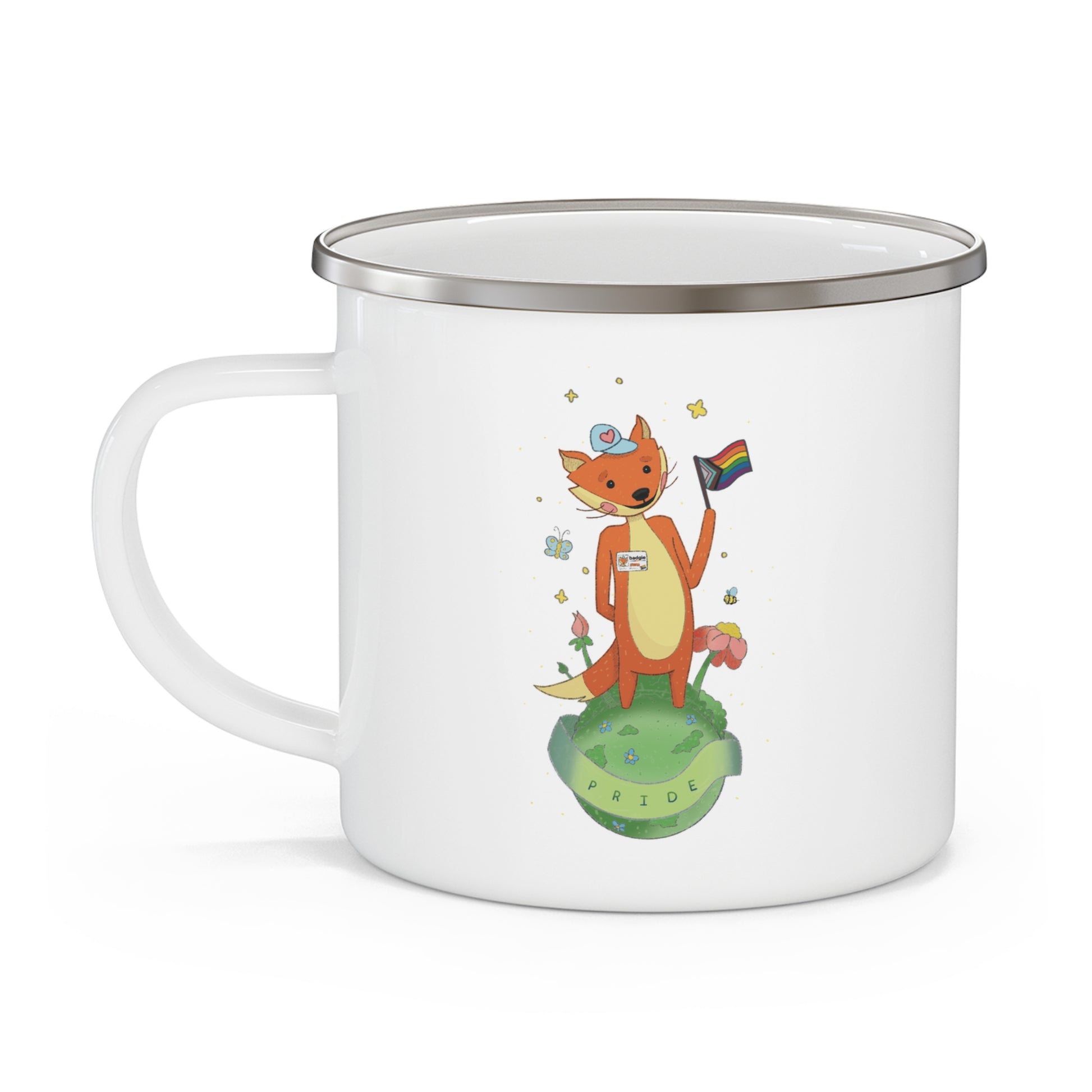 Badgie Enamel Camping Mug - Pride Fox "Kit" - Badgie.co