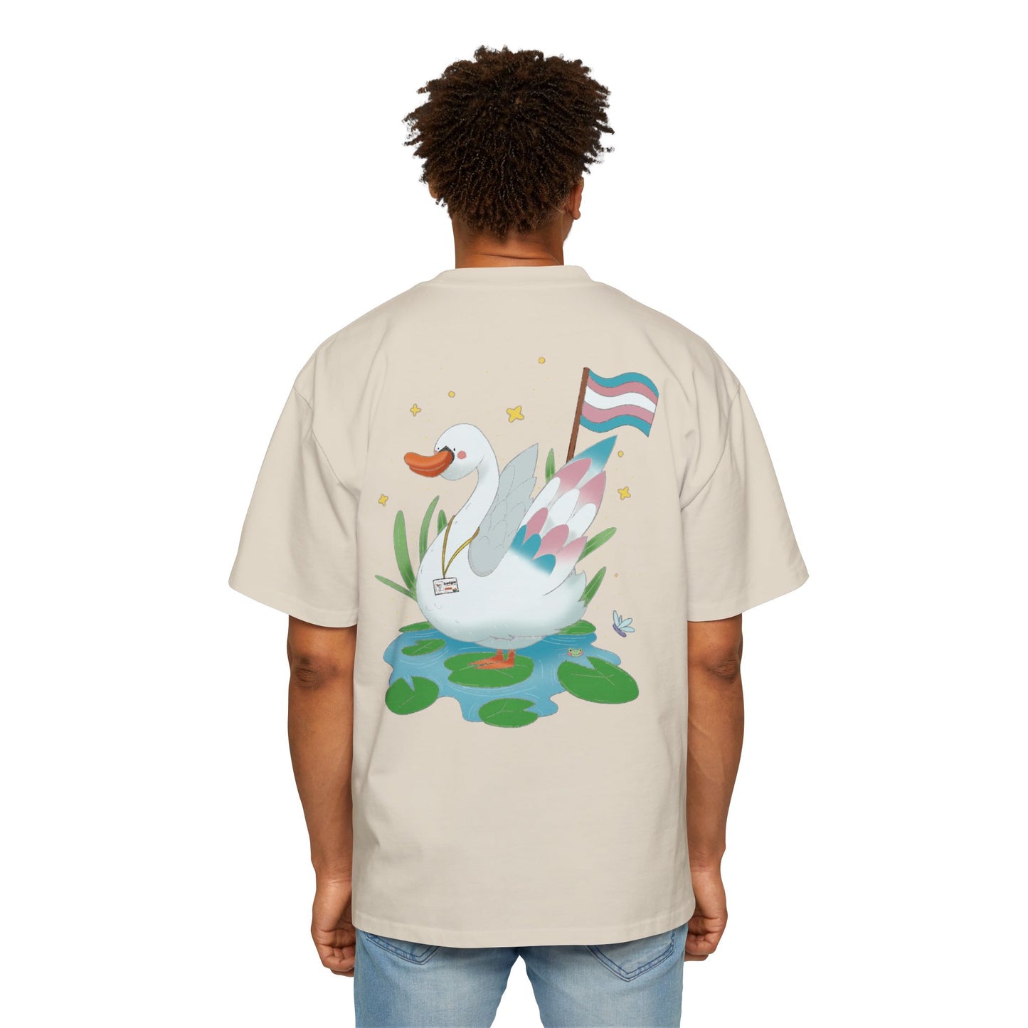 Badgie Oversized Heavy Drop Shoulder T-Shirt - Trans Swan "Tundra" - Badgie.co