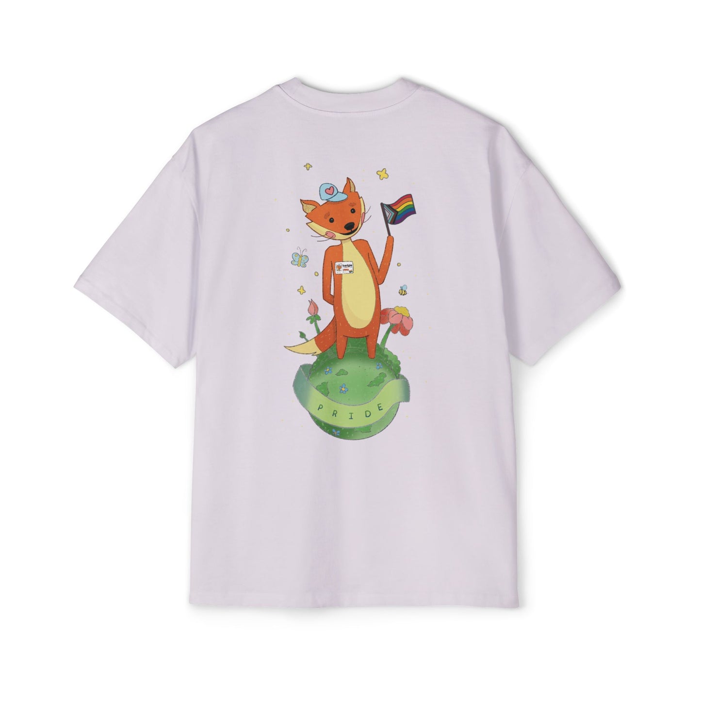 Badgie Oversized Heavy Drop Shoulder T-Shirt - Pride Fox "Kit" - Badgie.co