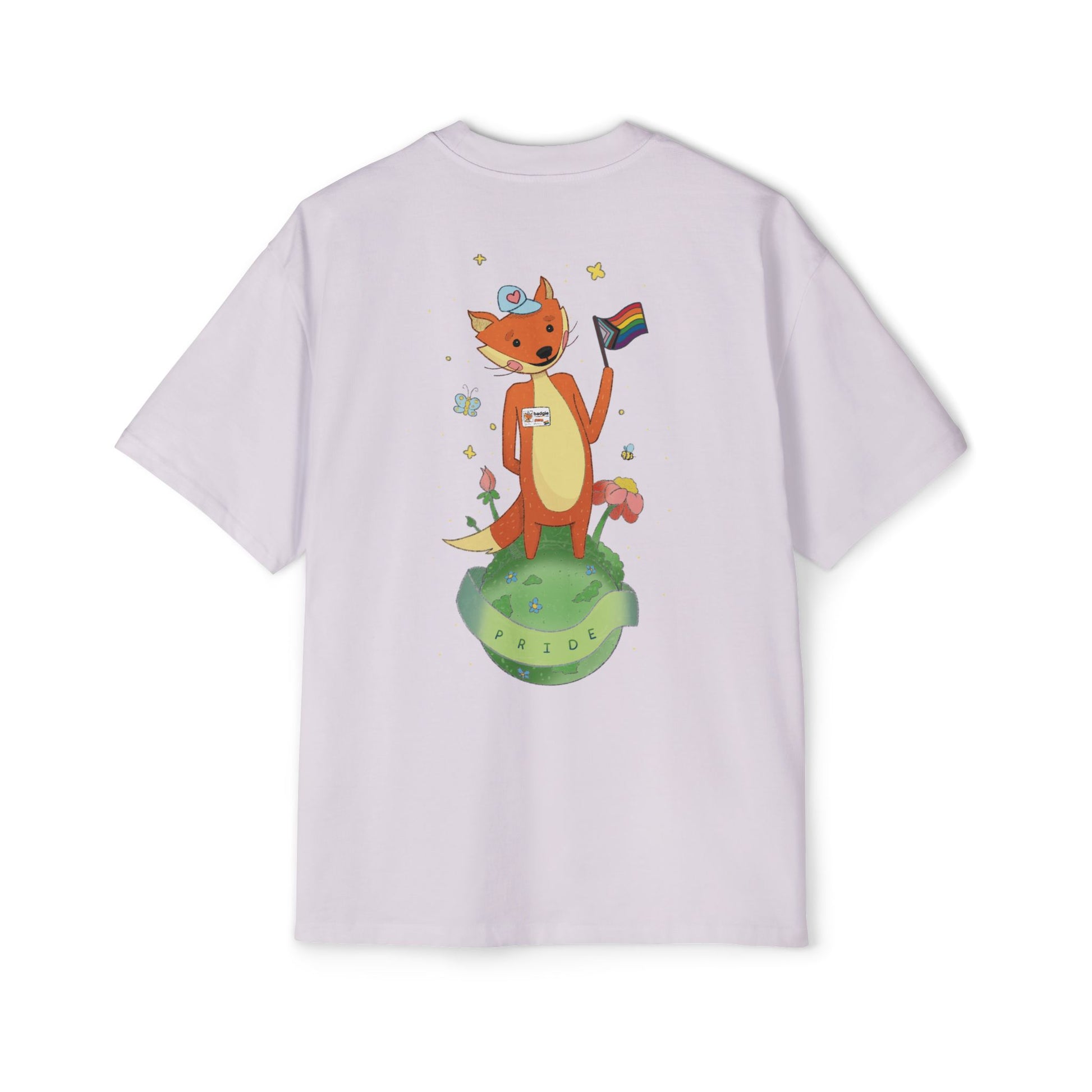 Badgie Oversized Heavy Drop Shoulder T-Shirt - Pride Fox "Kit" - Badgie.co