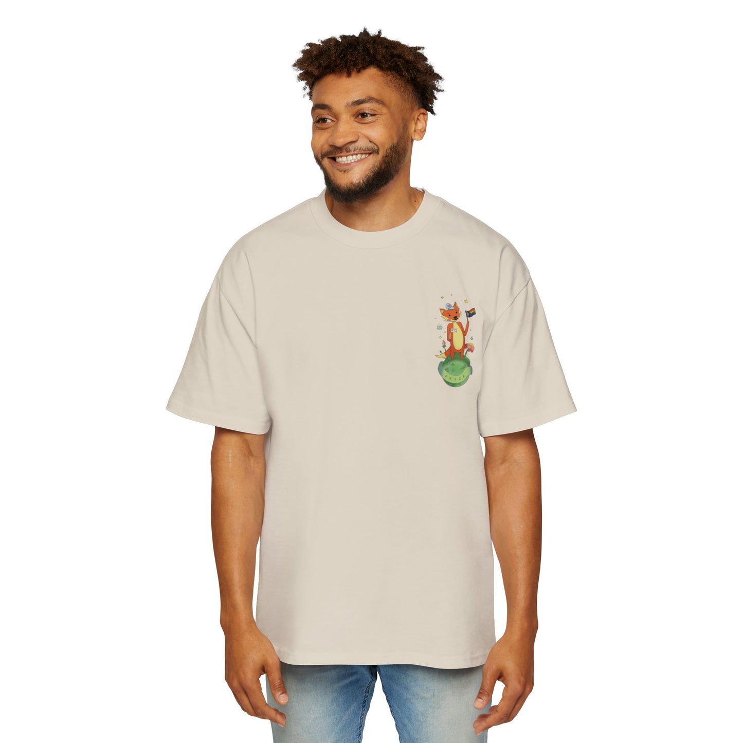 Badgie Oversized Heavy Drop Shoulder T-Shirt - Pride Fox "Kit" - Badgie.co