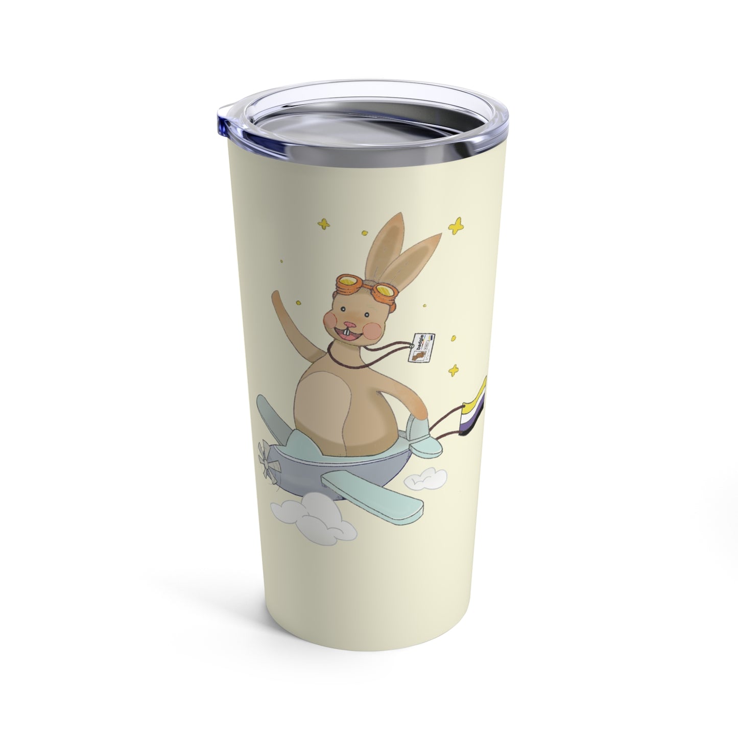Badgie Coffee Tumbler 20oz/600mL - Nonbinary Rabbit "Rex" - Badgie.co
