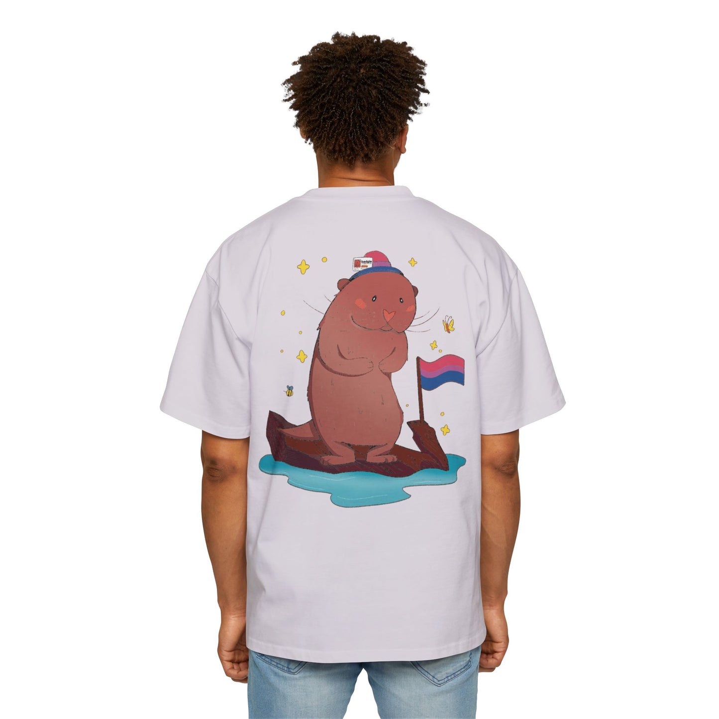 Badgie Oversized Heavy Drop Shoulder T-Shirt - Bisexual Otter "River" - Badgie.co