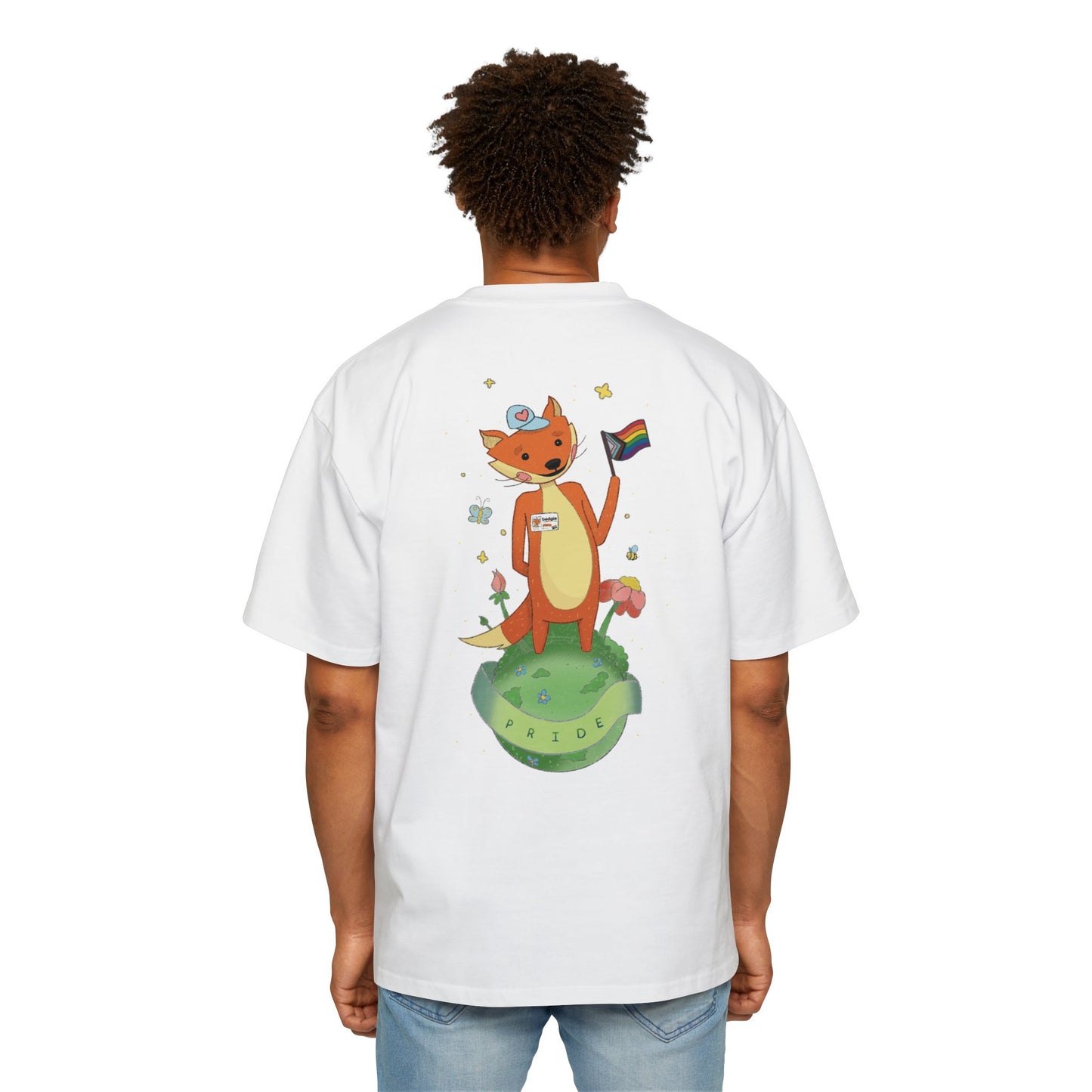 Badgie Oversized Heavy Drop Shoulder T-Shirt - Pride Fox "Kit" - Badgie.co